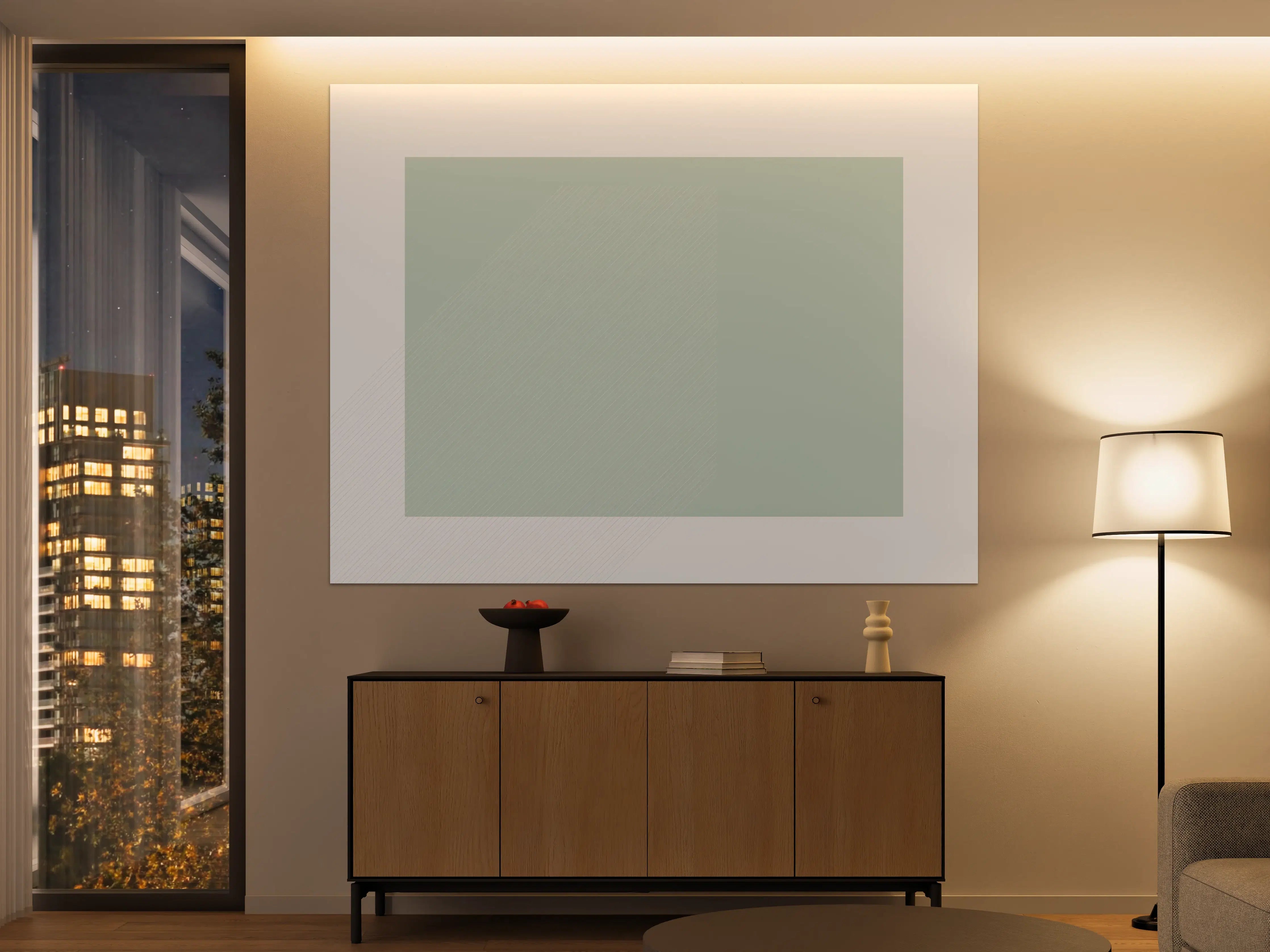 Große Wandbilder - Heller, minimalistischer Raum in Pastellgrün
