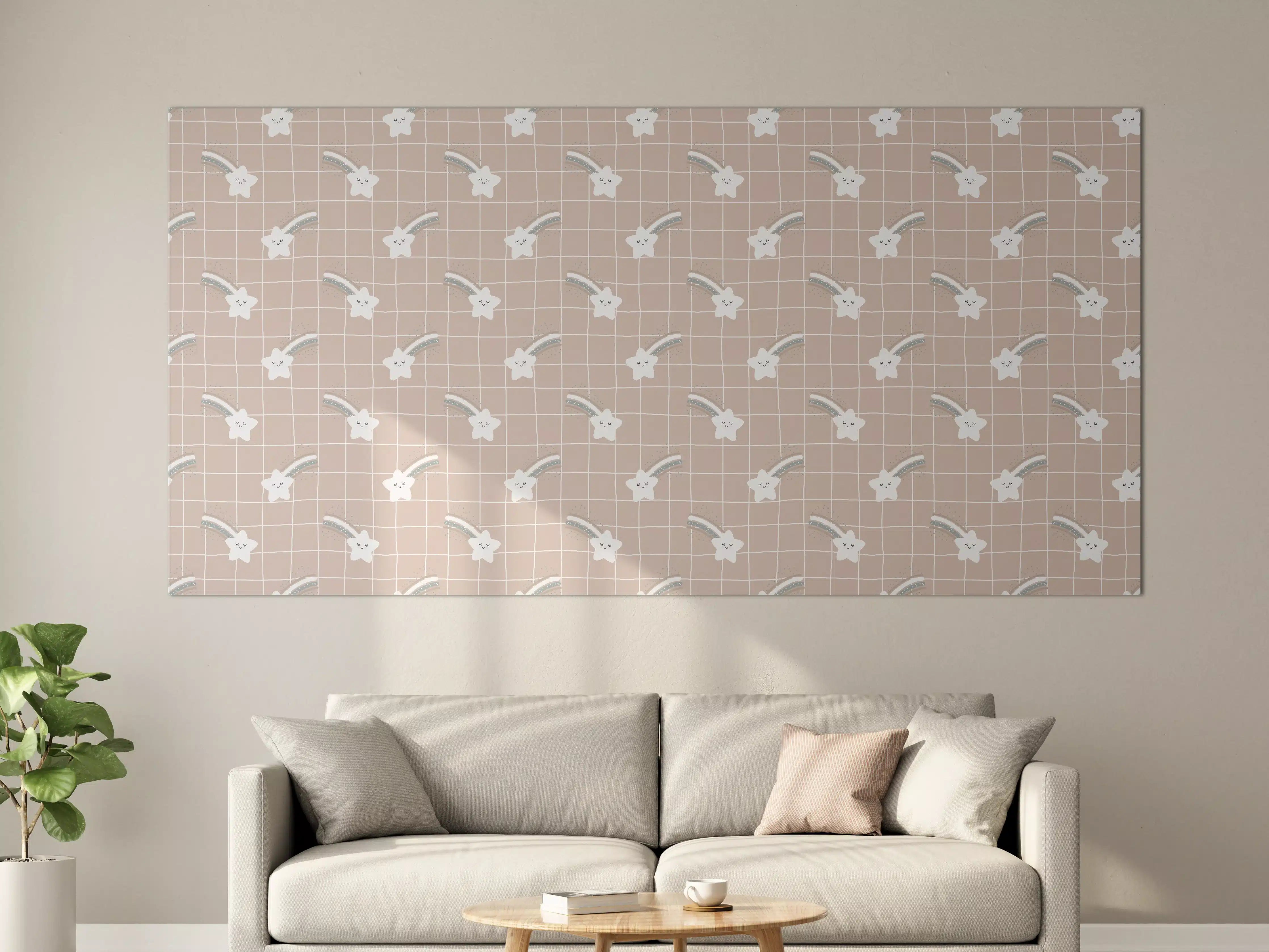 Große Wandbilder - Heller, minimalistischer Wanddekoration mit hellem Beige und Grau