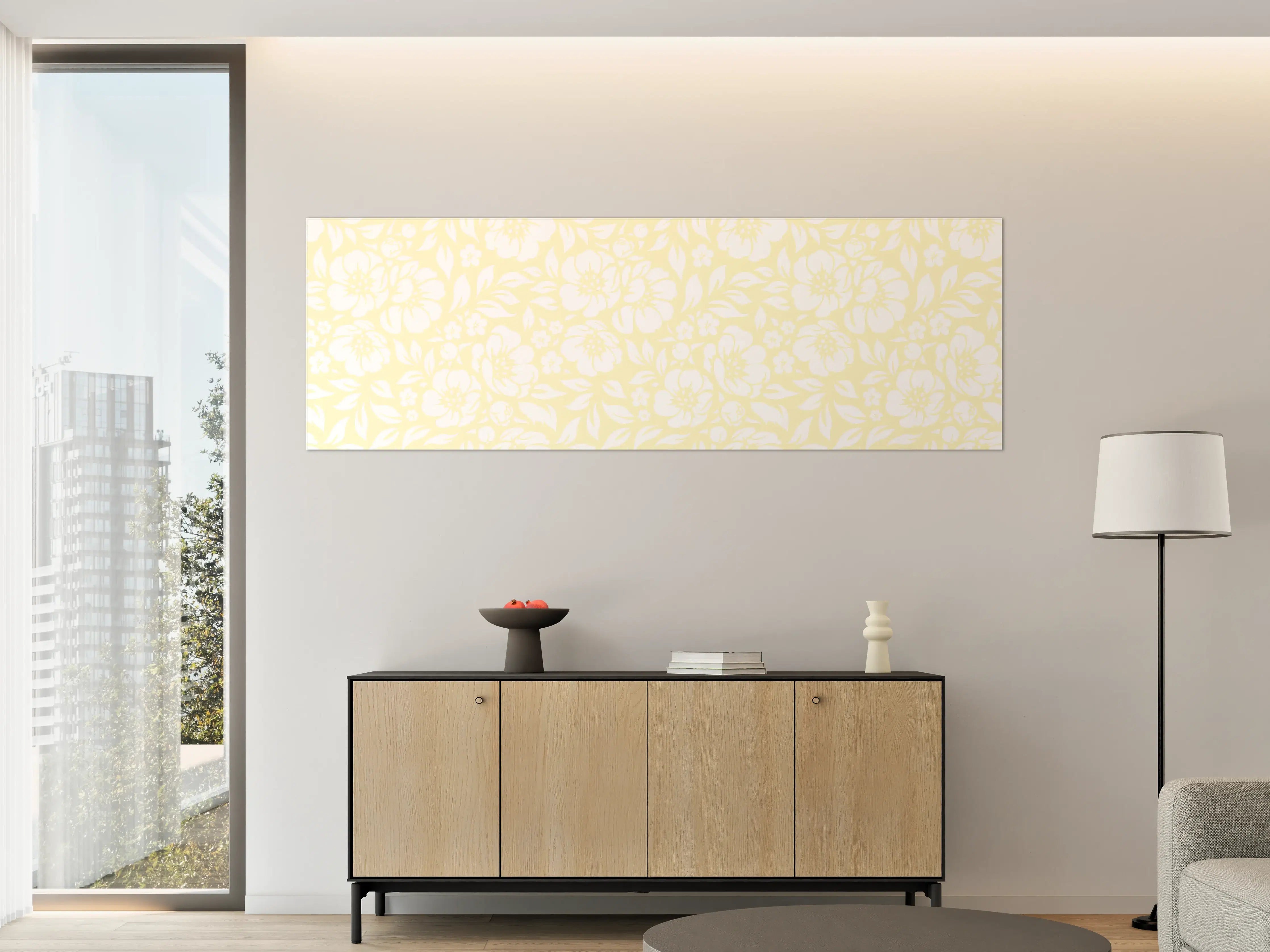 Große Wandbilder - Helles Blütendesign in Cremetönen