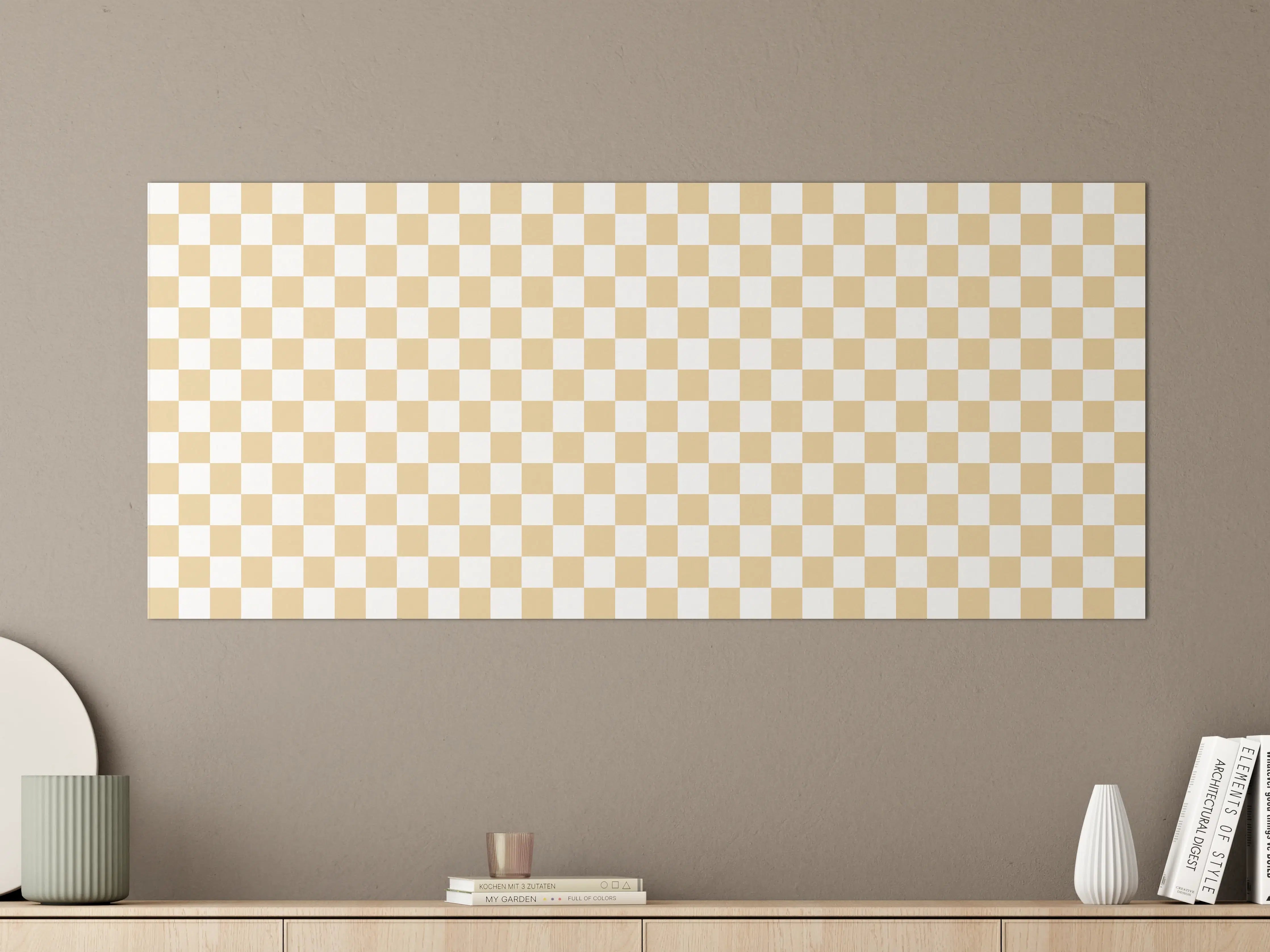 Große Wandbilder - Helles Checkered Muster in Beige und Hellbraun