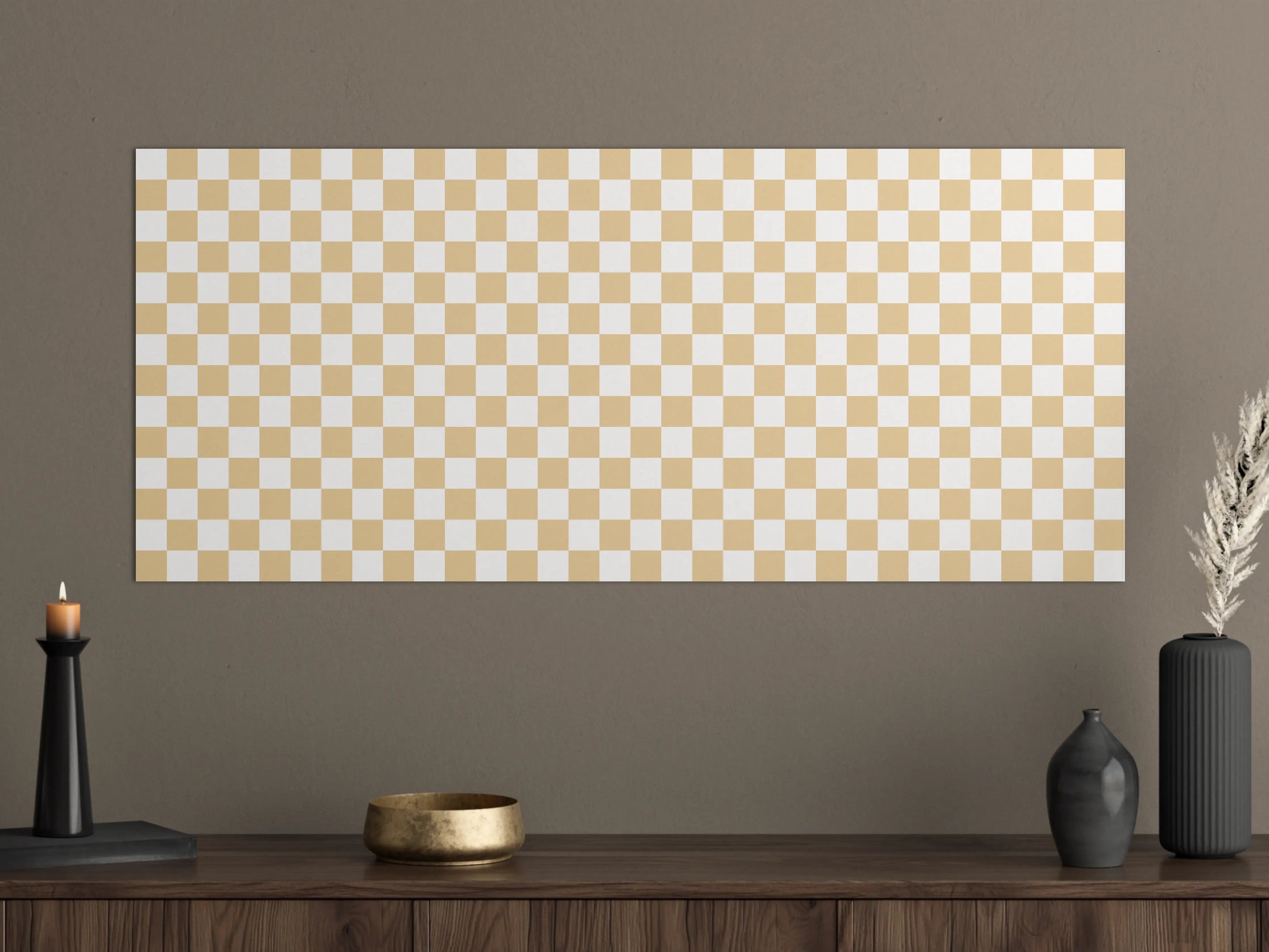 Große Wandbilder - Helles Checkered Muster in Beige und Hellbraun