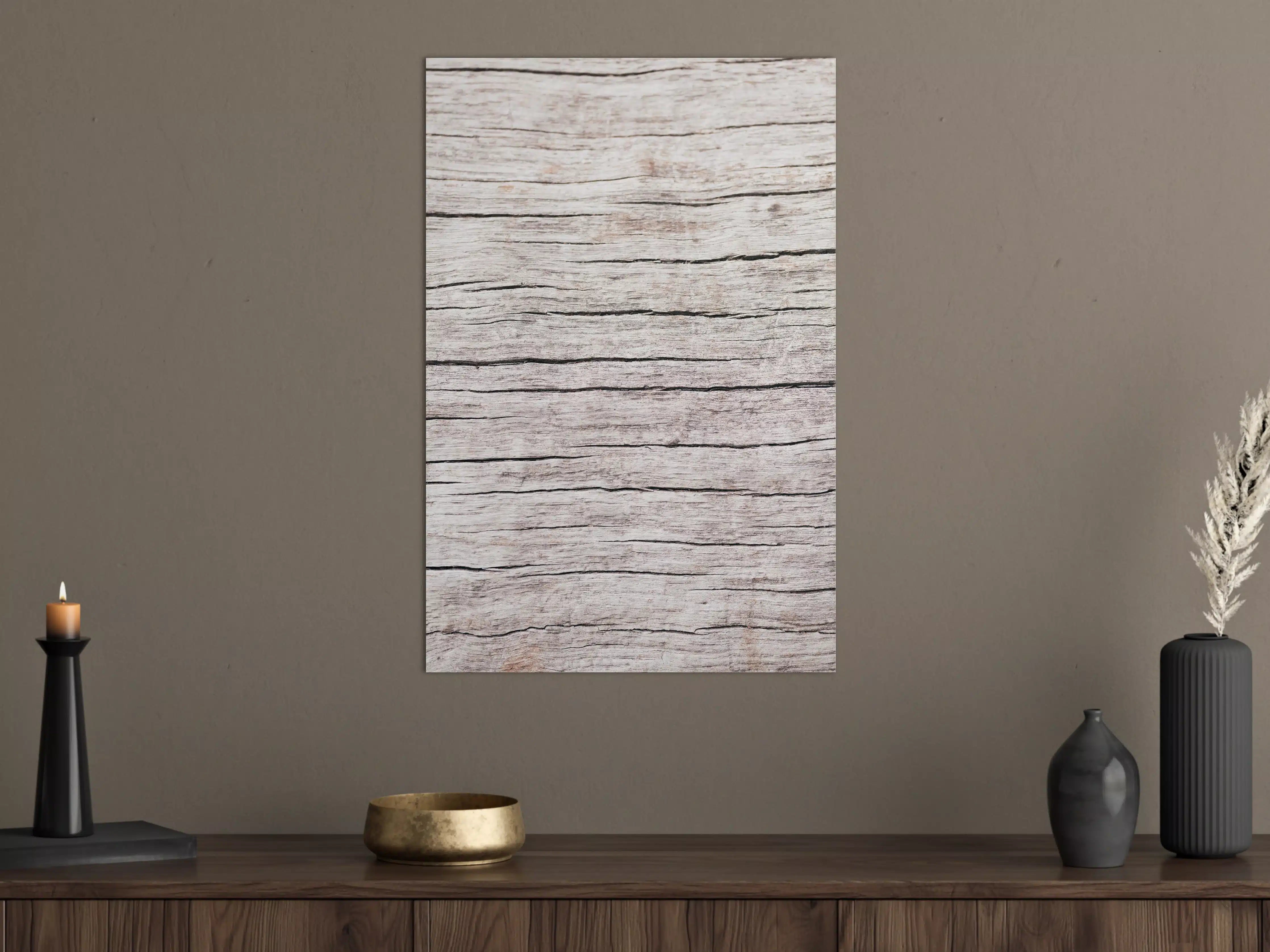 Große Wandbilder - Helles Holz mit sichtbaren Jahrenkerben