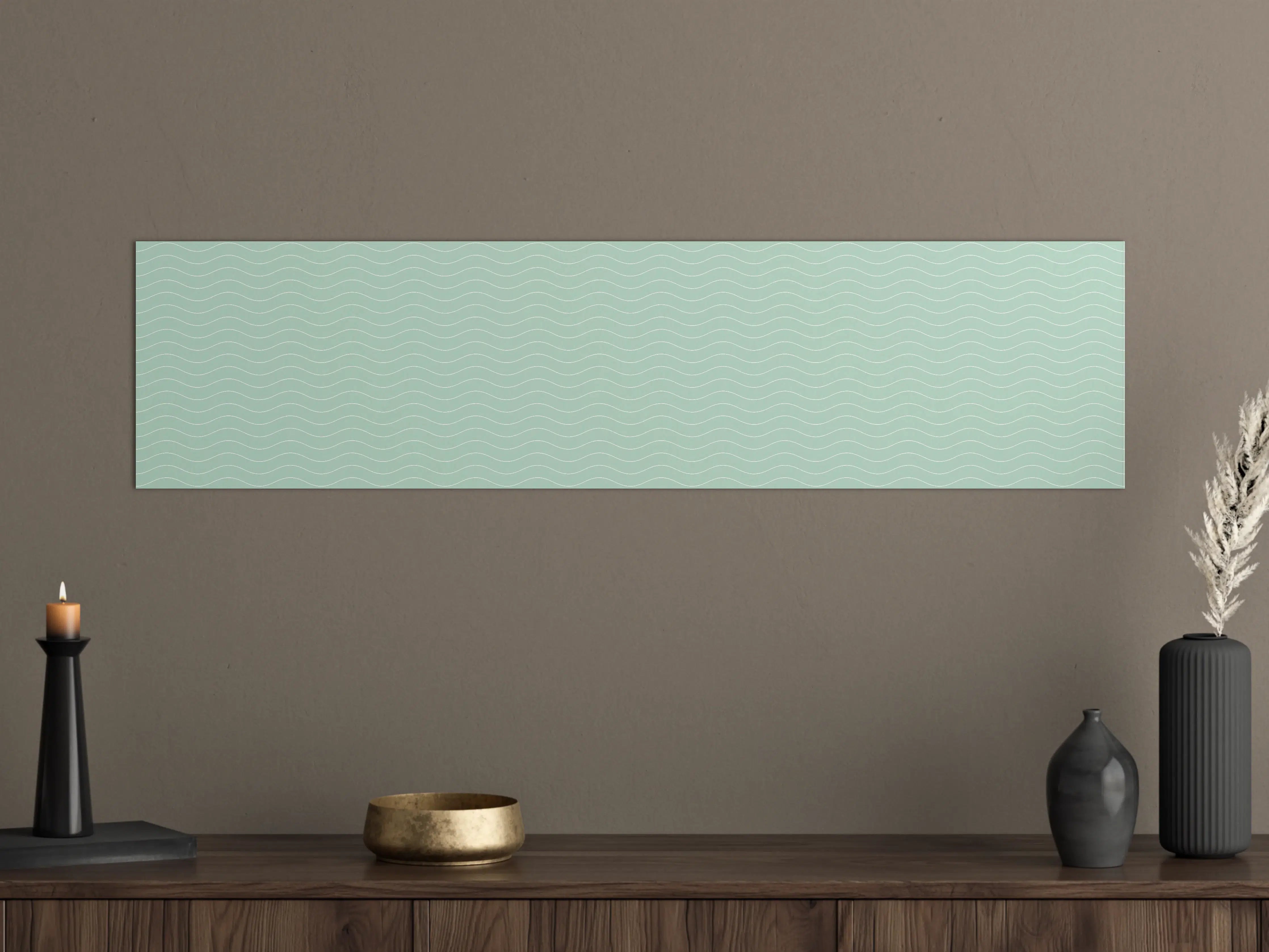 Große Wandbilder - Helles Mintgrünes Muster mit Wellen-Design