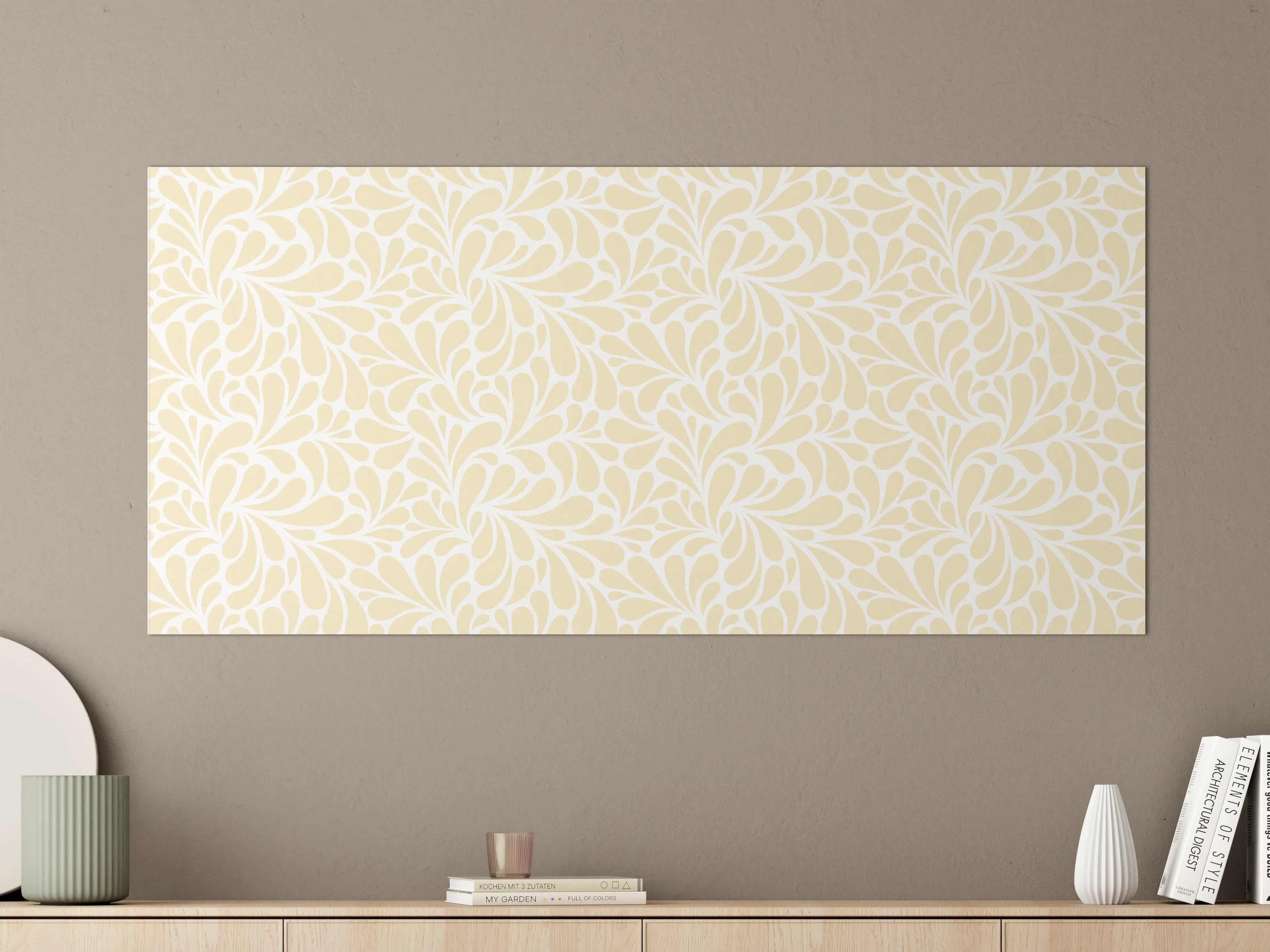 Große Wandbilder - Helles, florales Muster in Creme und Beige