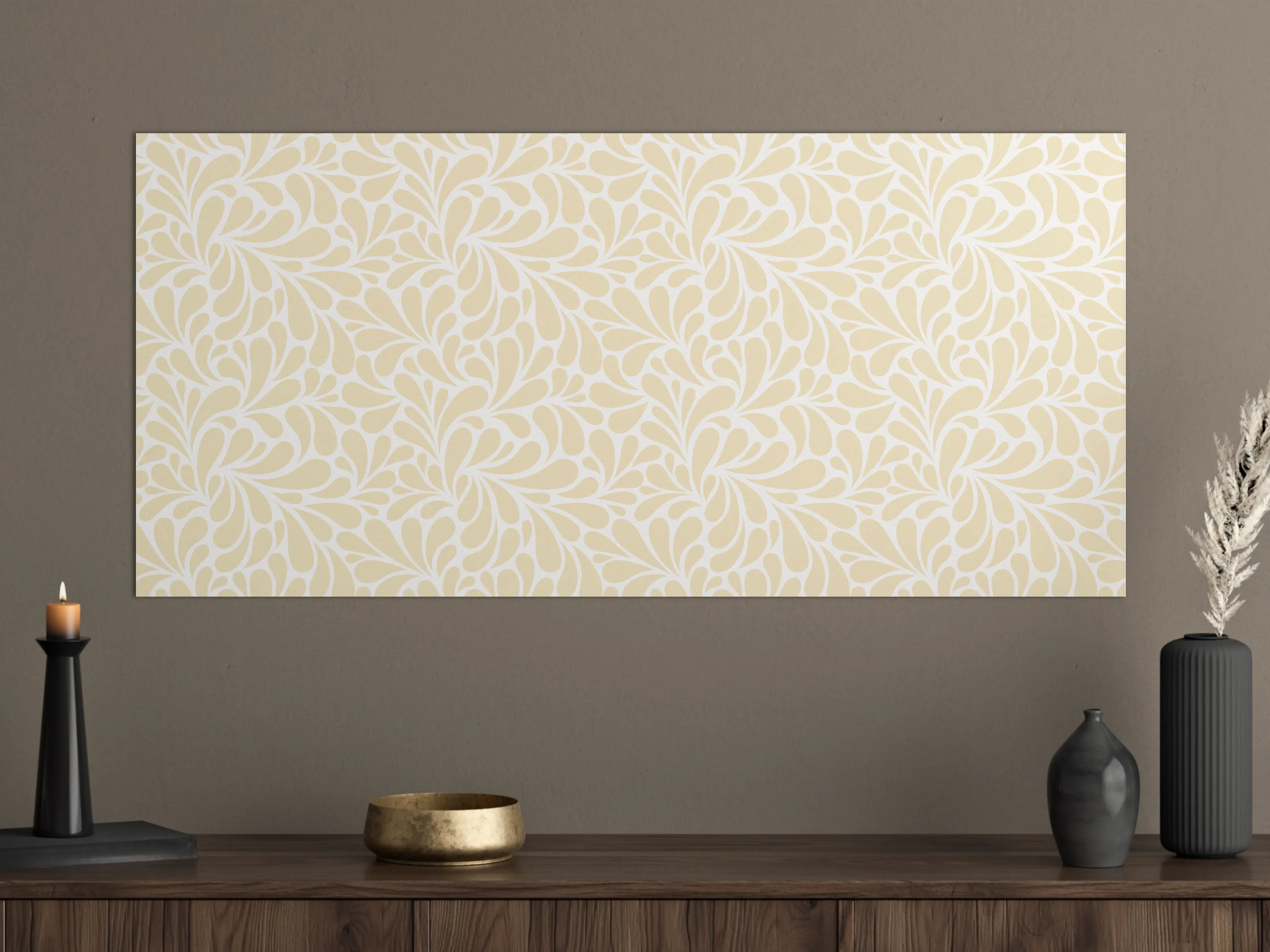 Große Wandbilder - Helles, florales Muster in Creme und Beige
