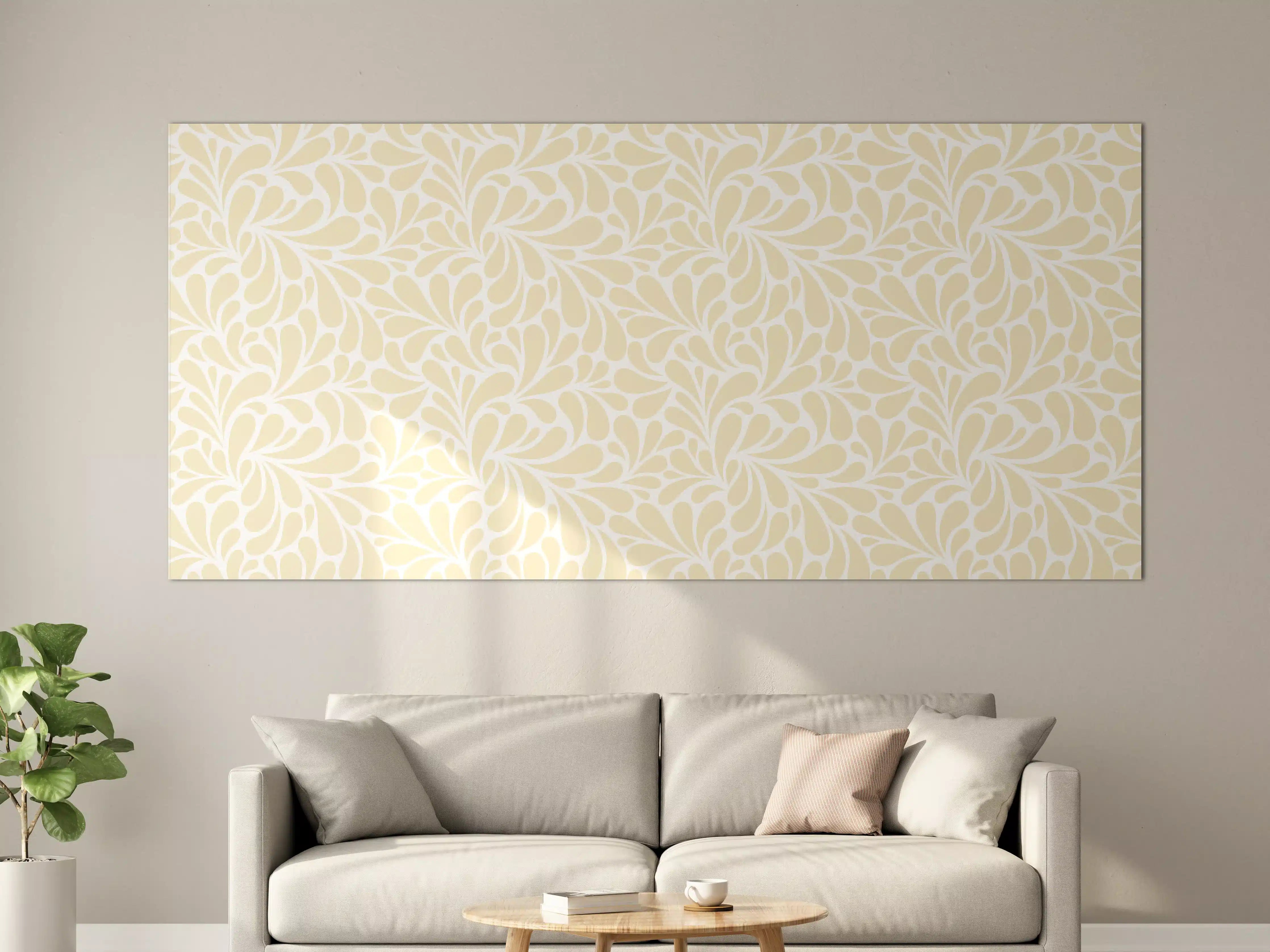 Große Wandbilder - Helles, florales Muster in Creme und Beige