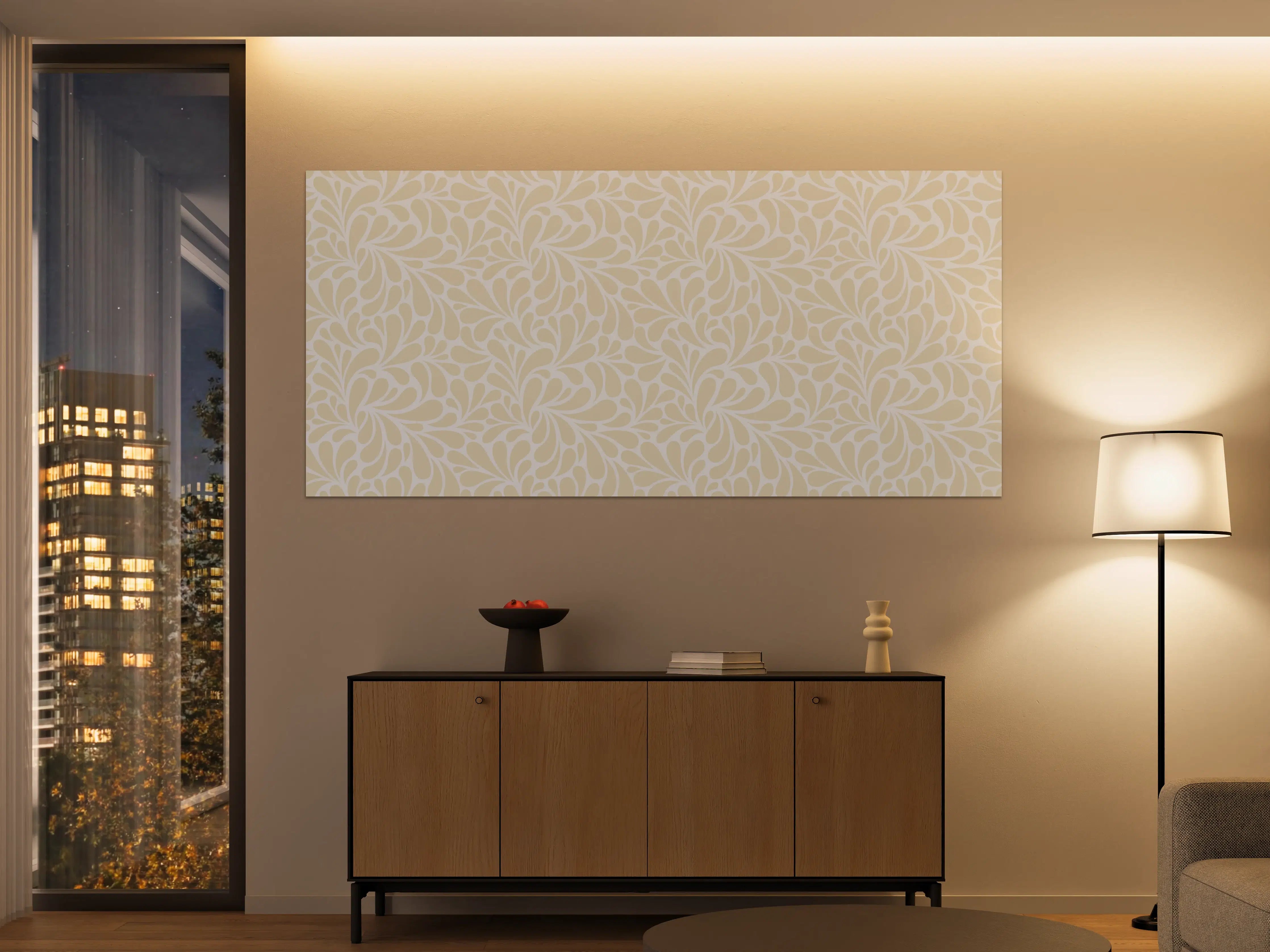 Große Wandbilder - Helles, florales Muster in Creme und Beige
