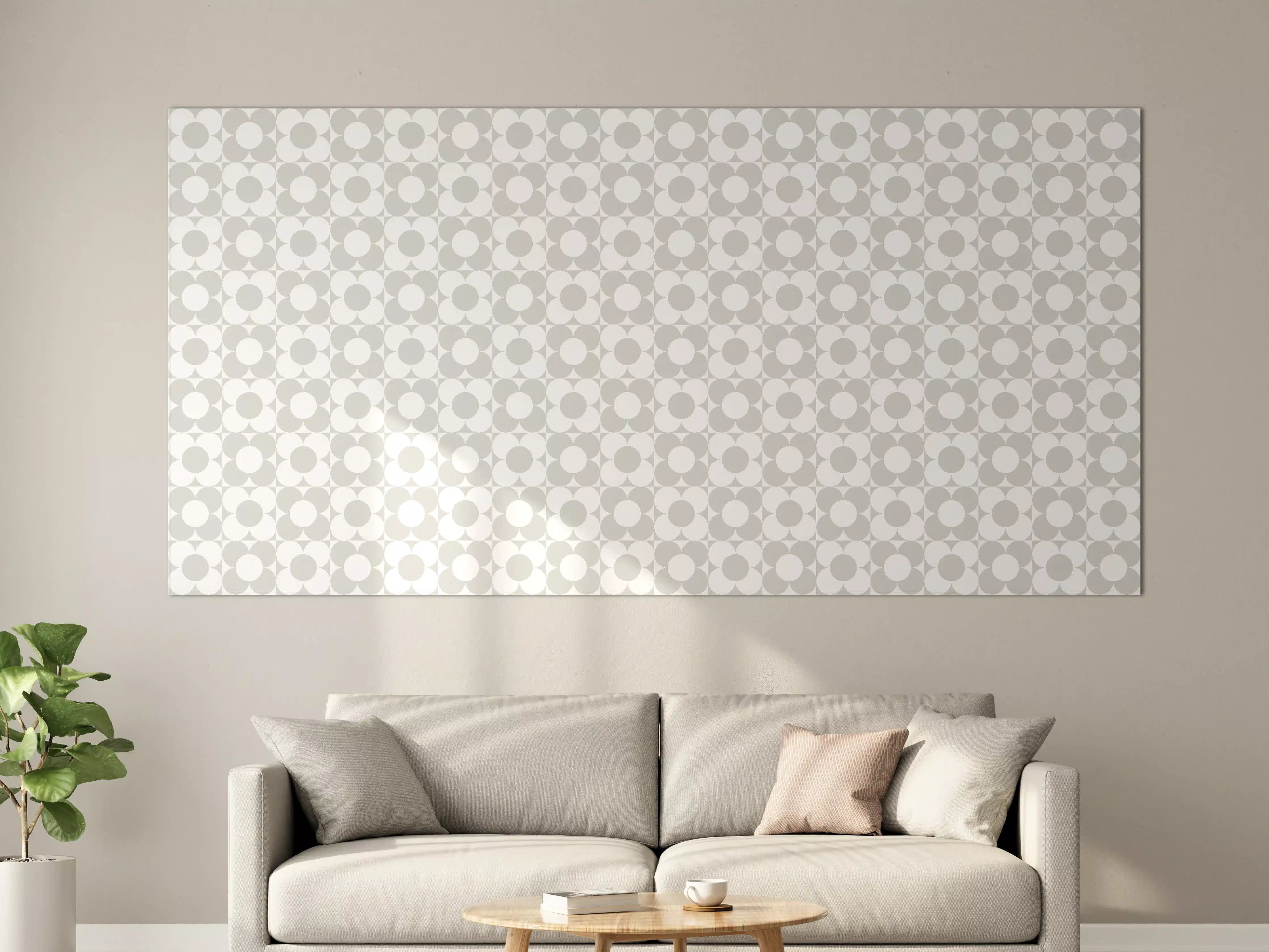 Große Wandbilder - Helles, geometrisches Muster in Grau- und Beigetönen