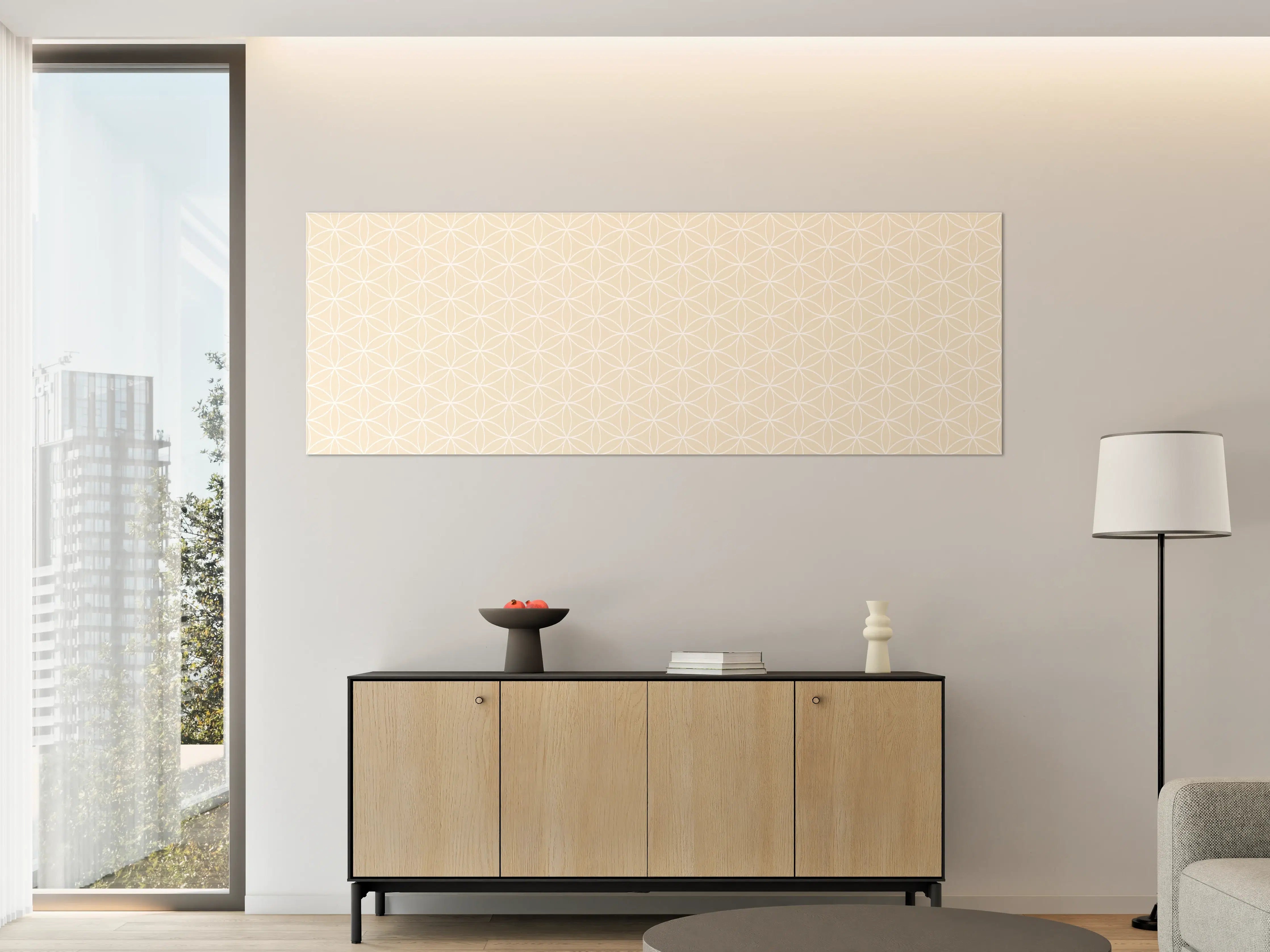 Große Wandbilder - Helles, geometrisches Wandbild mit zarten Beige-Nuancen