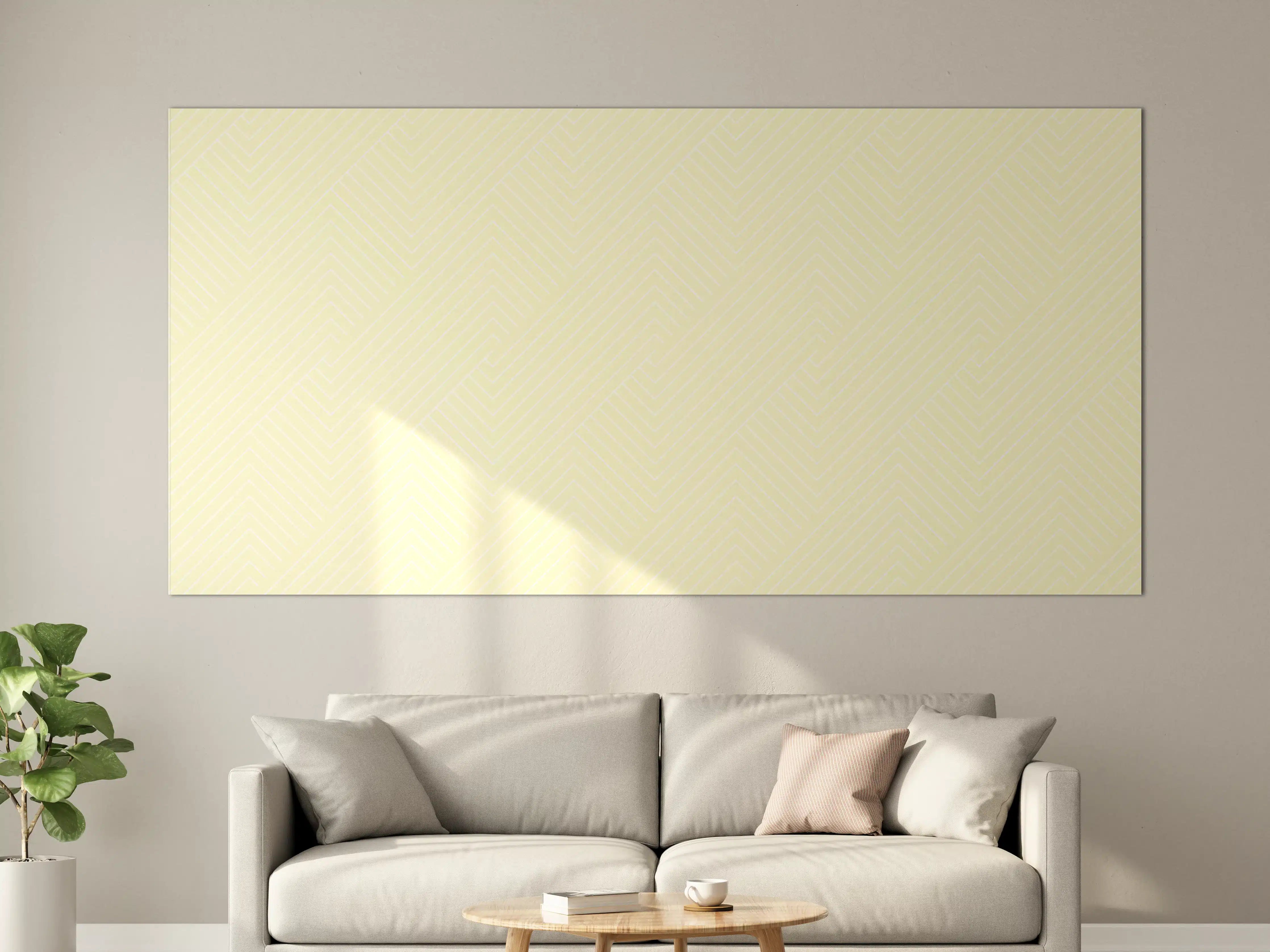 Große Wandbilder - Helles, minimalistisches Muster in sanften Gelbnuancen