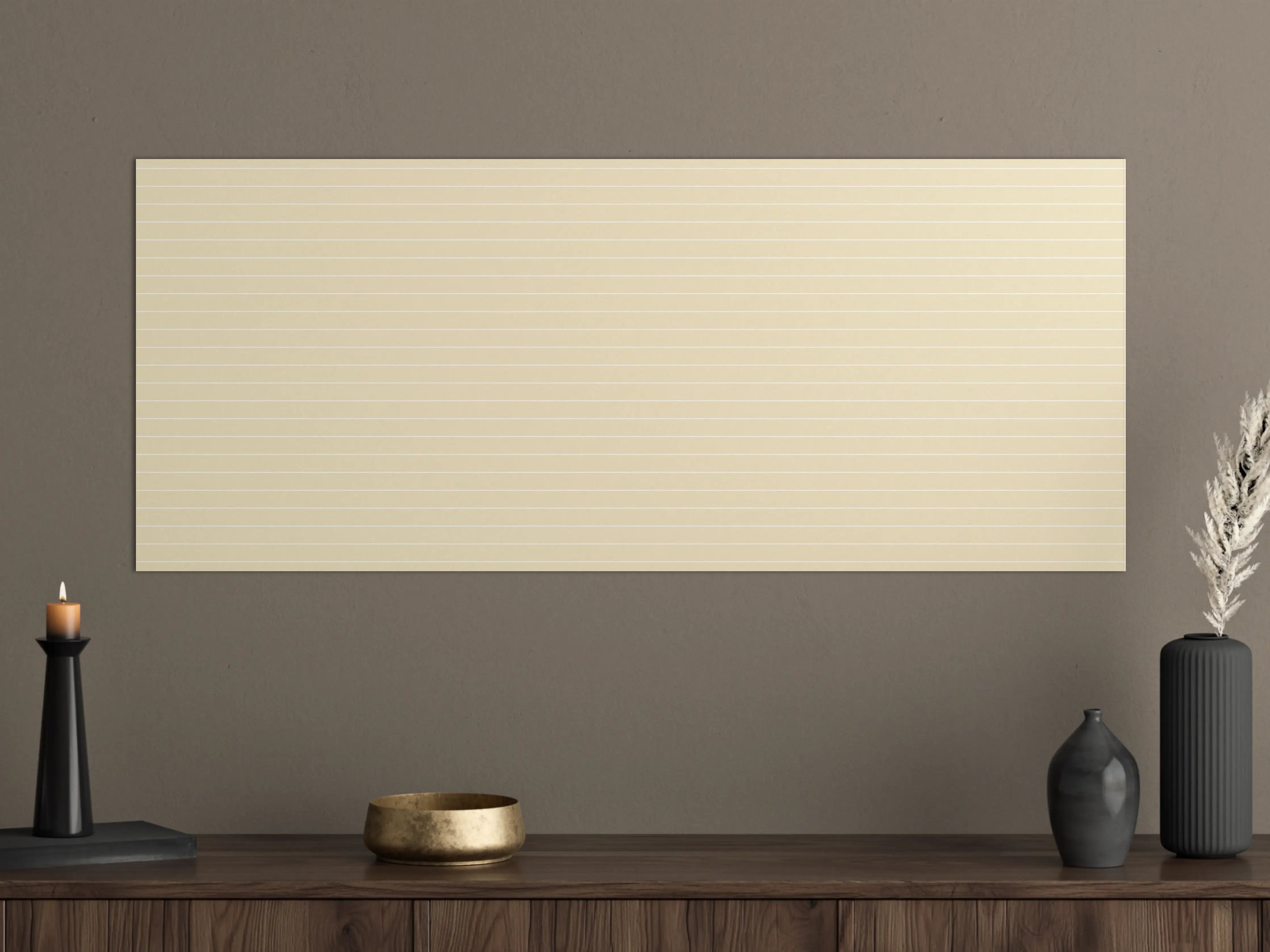 Große Wandbilder - Helles, minimalistisches Wandbild mit cremefarbenen Streifen