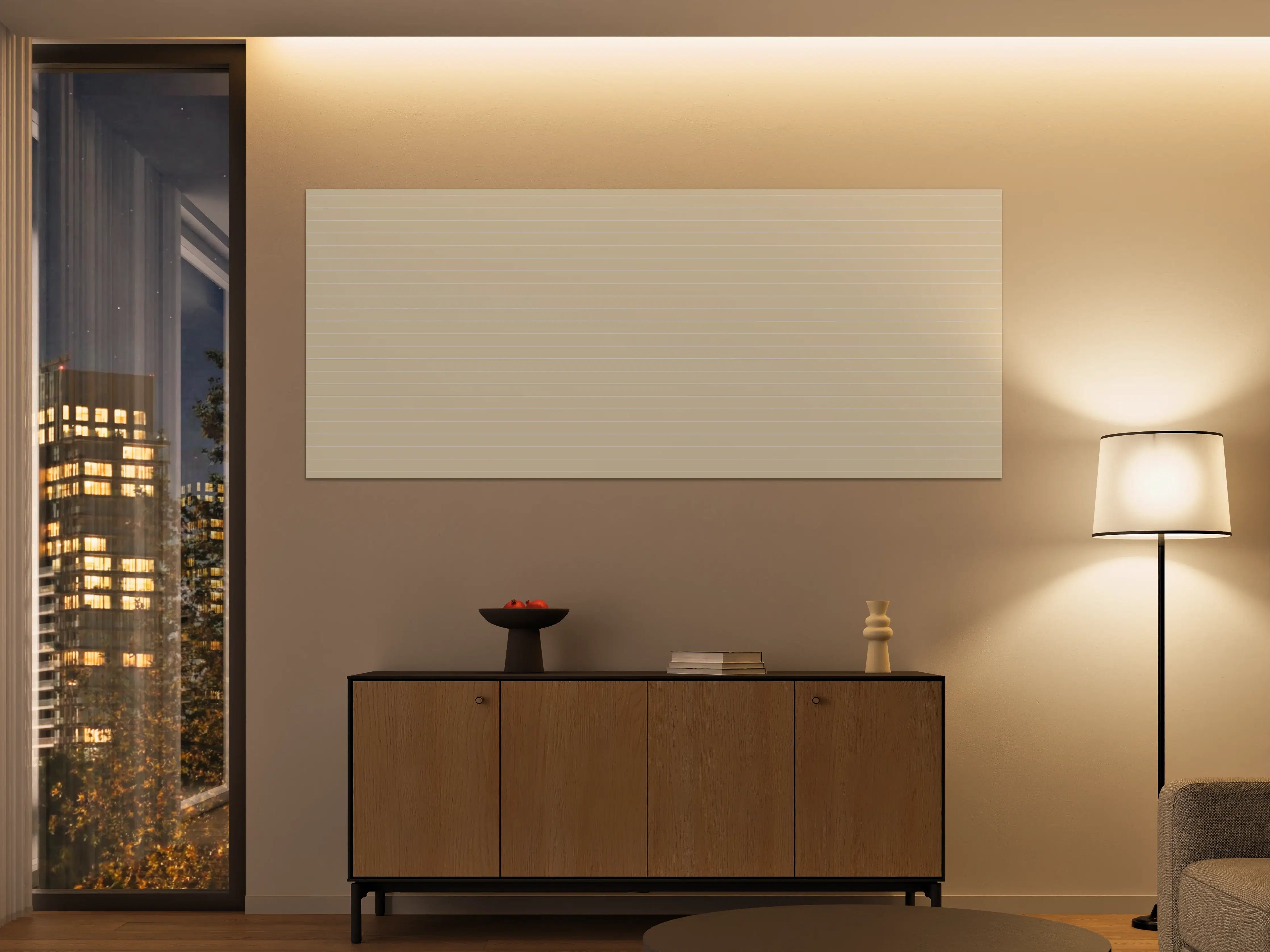 Große Wandbilder - Helles, minimalistisches Wandbild mit cremefarbenen Streifen