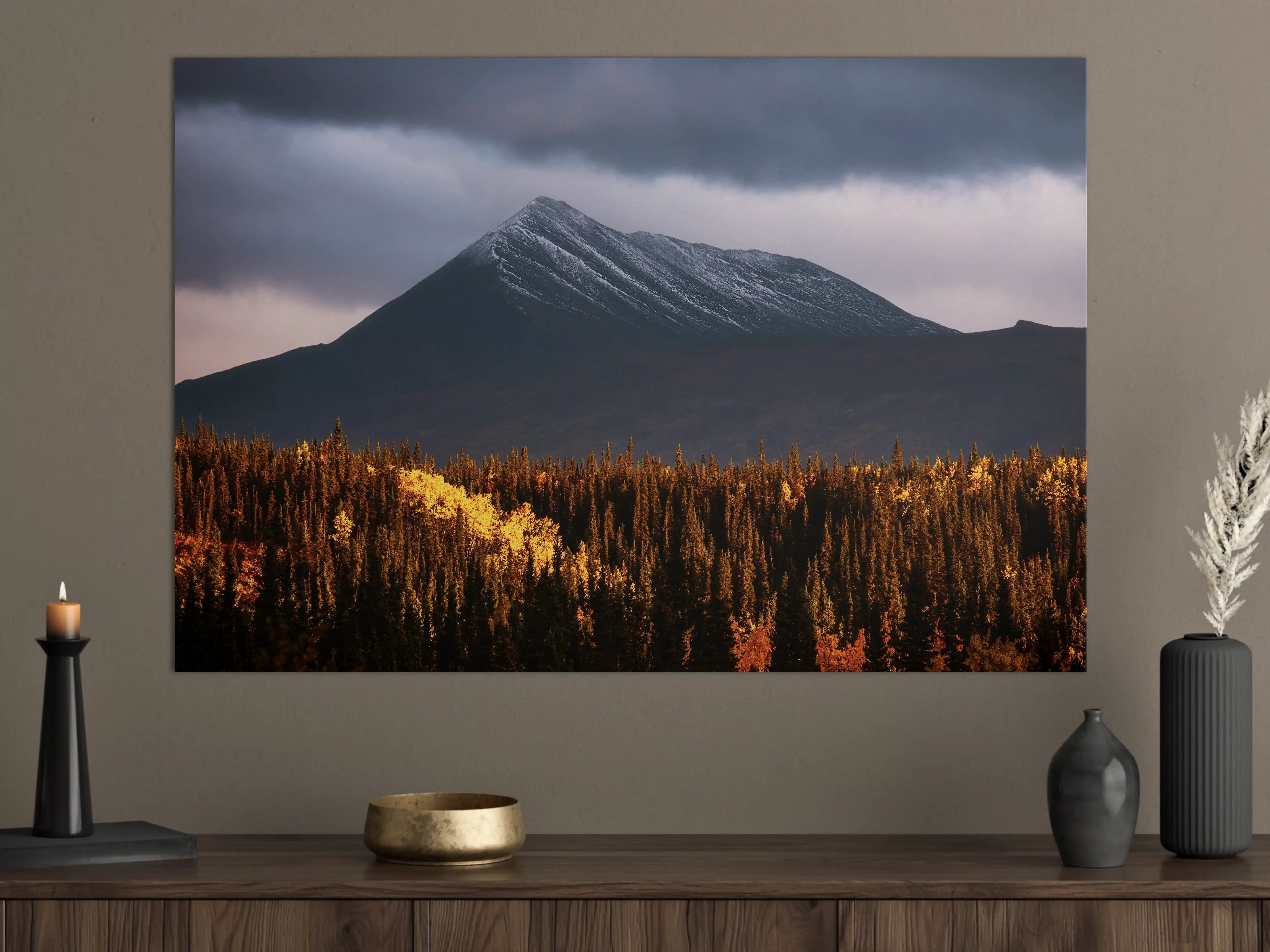 Große Wandbilder - Herbst Berge Wald Lichtspiel
