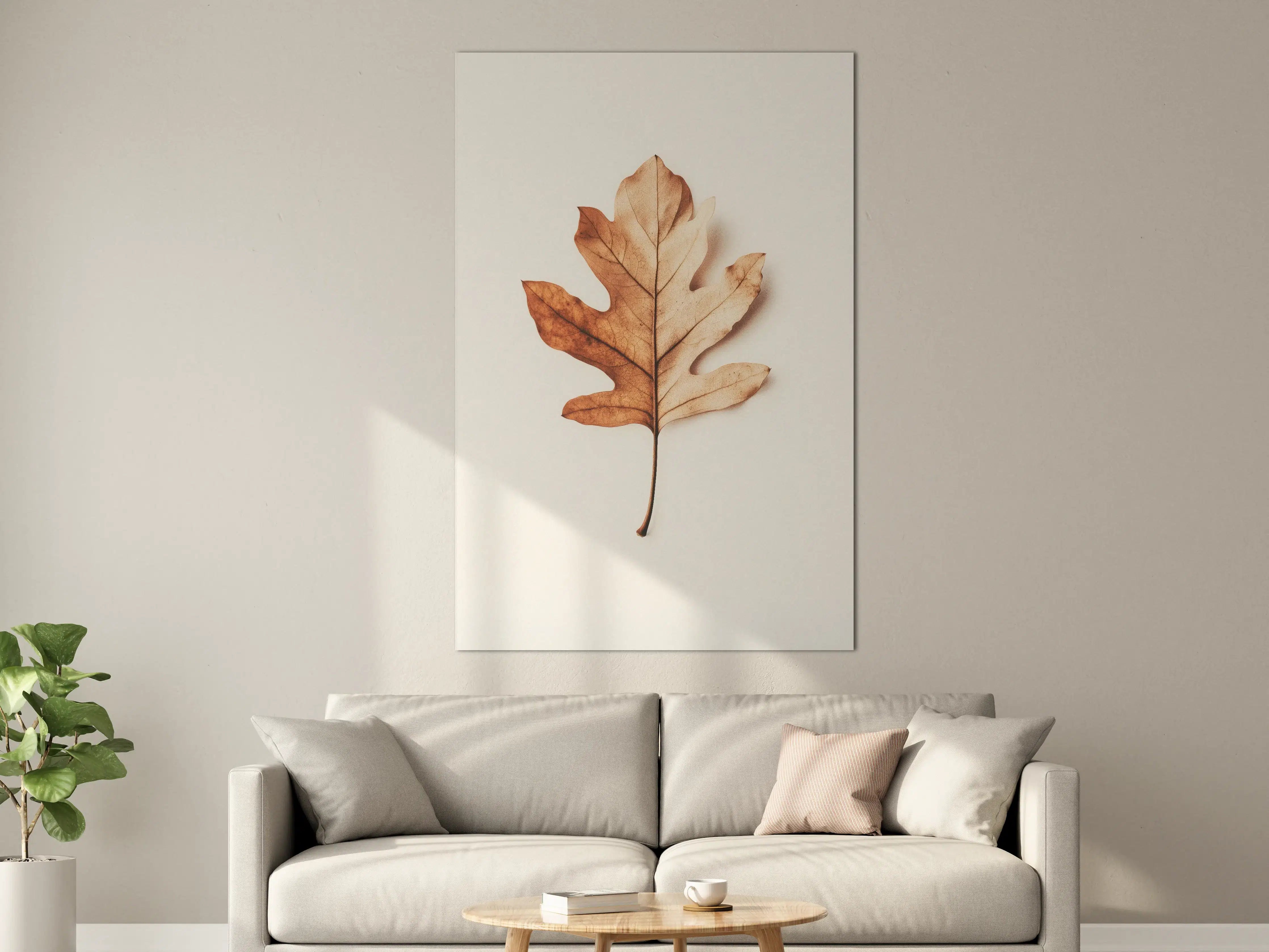 Große Wandbilder - Herbstblatt in warmen Terrakotta-Tönen