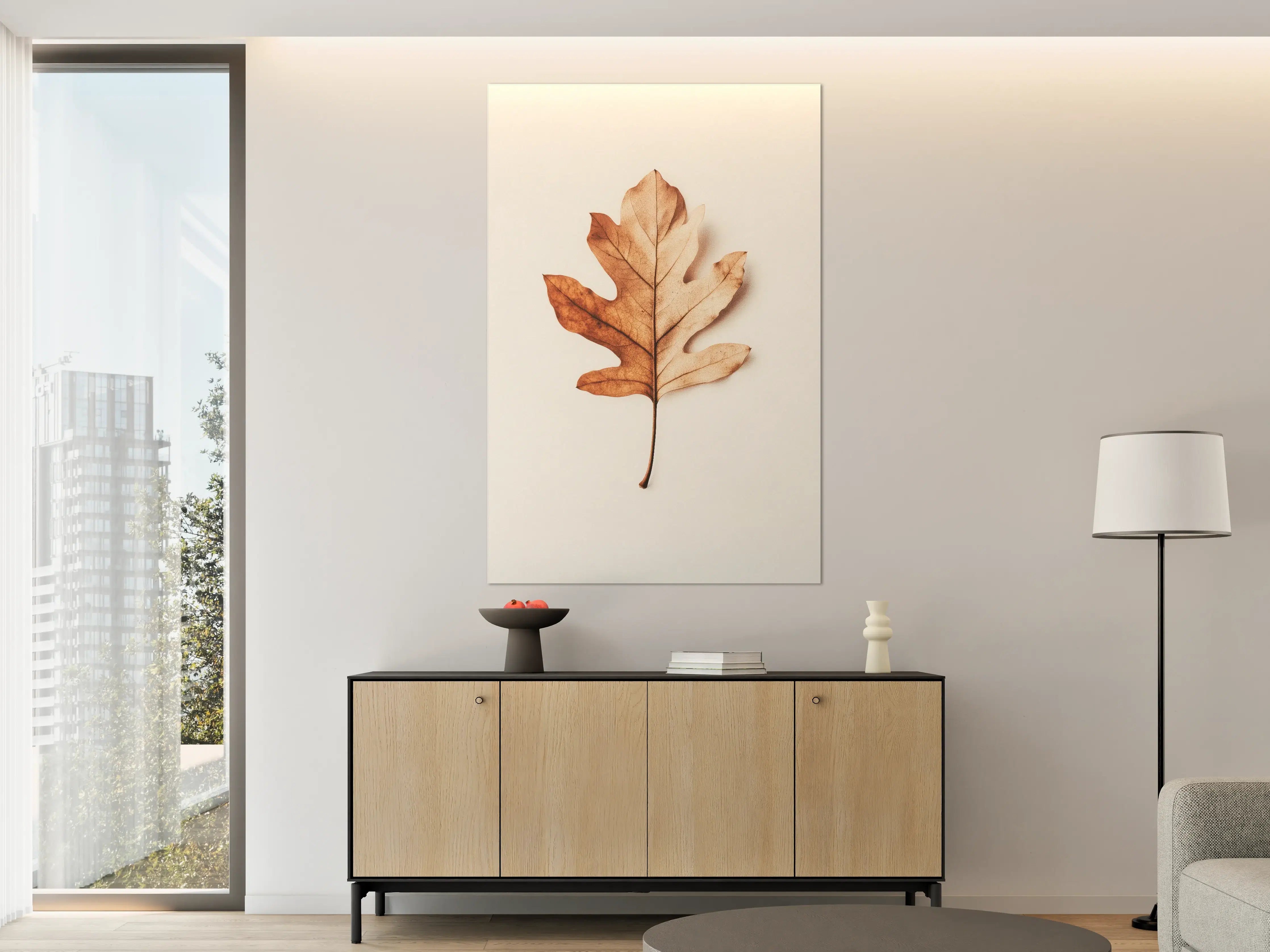 Große Wandbilder - Herbstblatt in warmen Terrakotta-Tönen