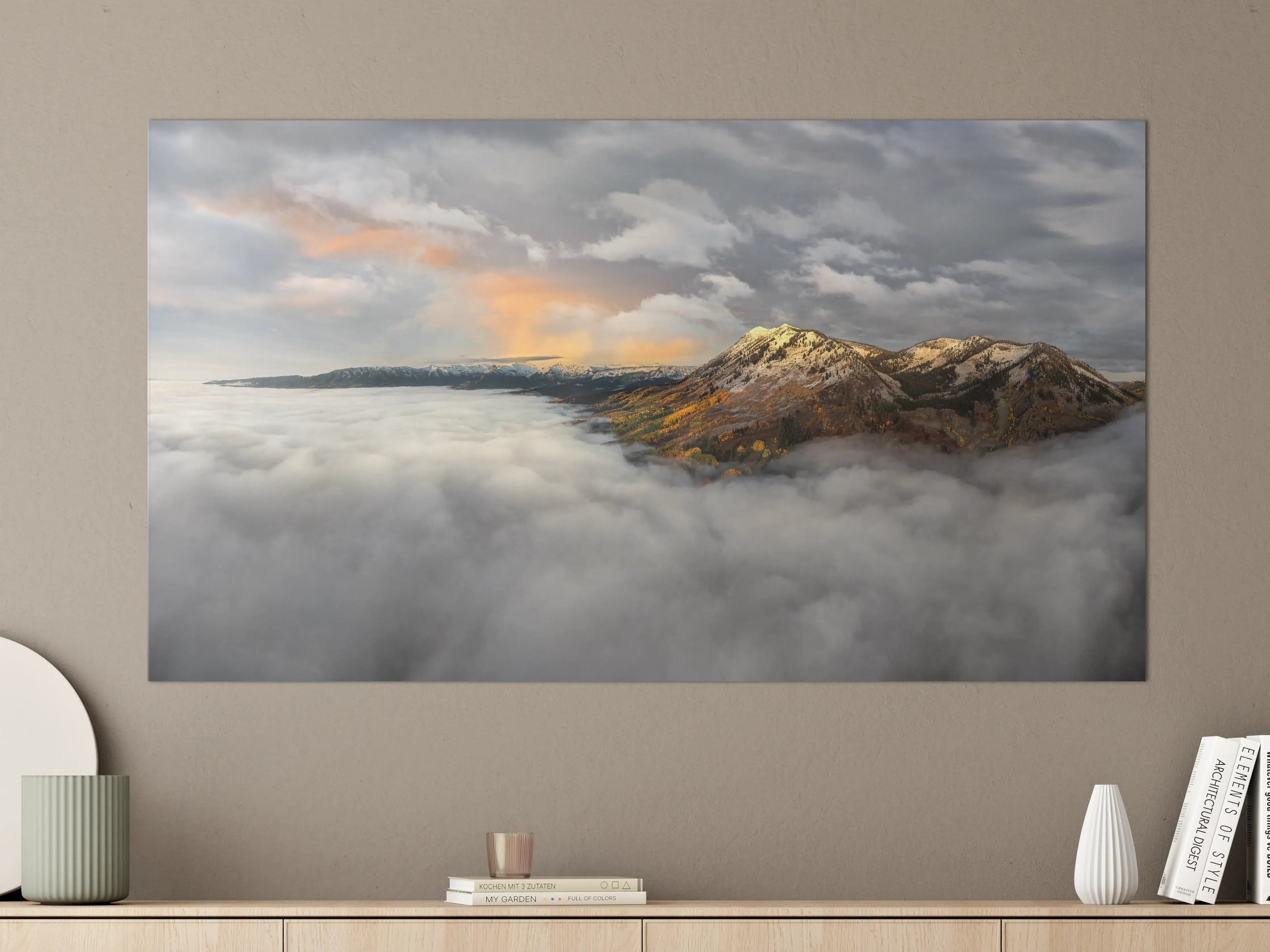 Große Wandbilder - Herbstliche Berglandschaft Nebel