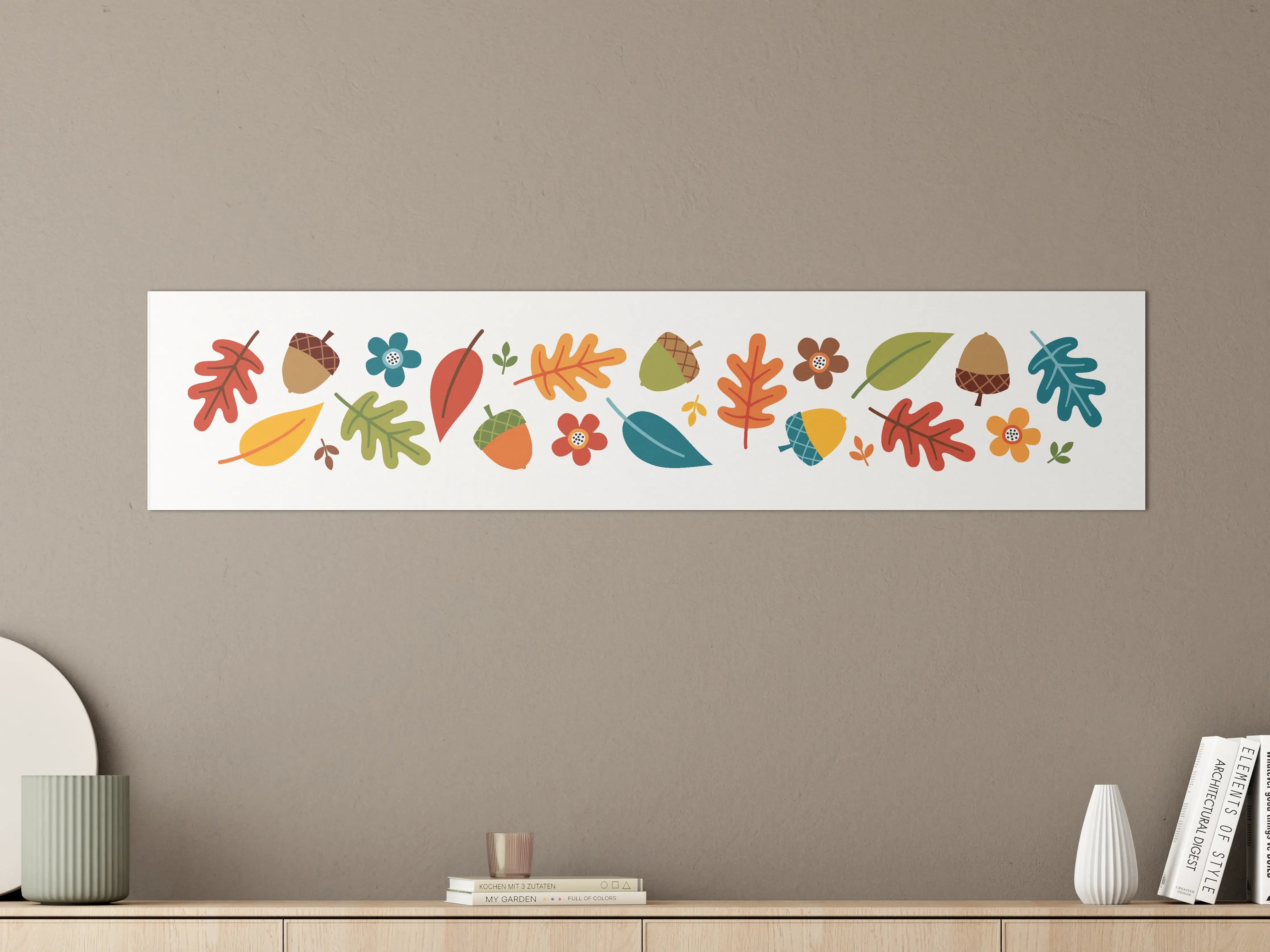 Große Wandbilder - Herbstliche Blätterwiese mit bunten Blättern
