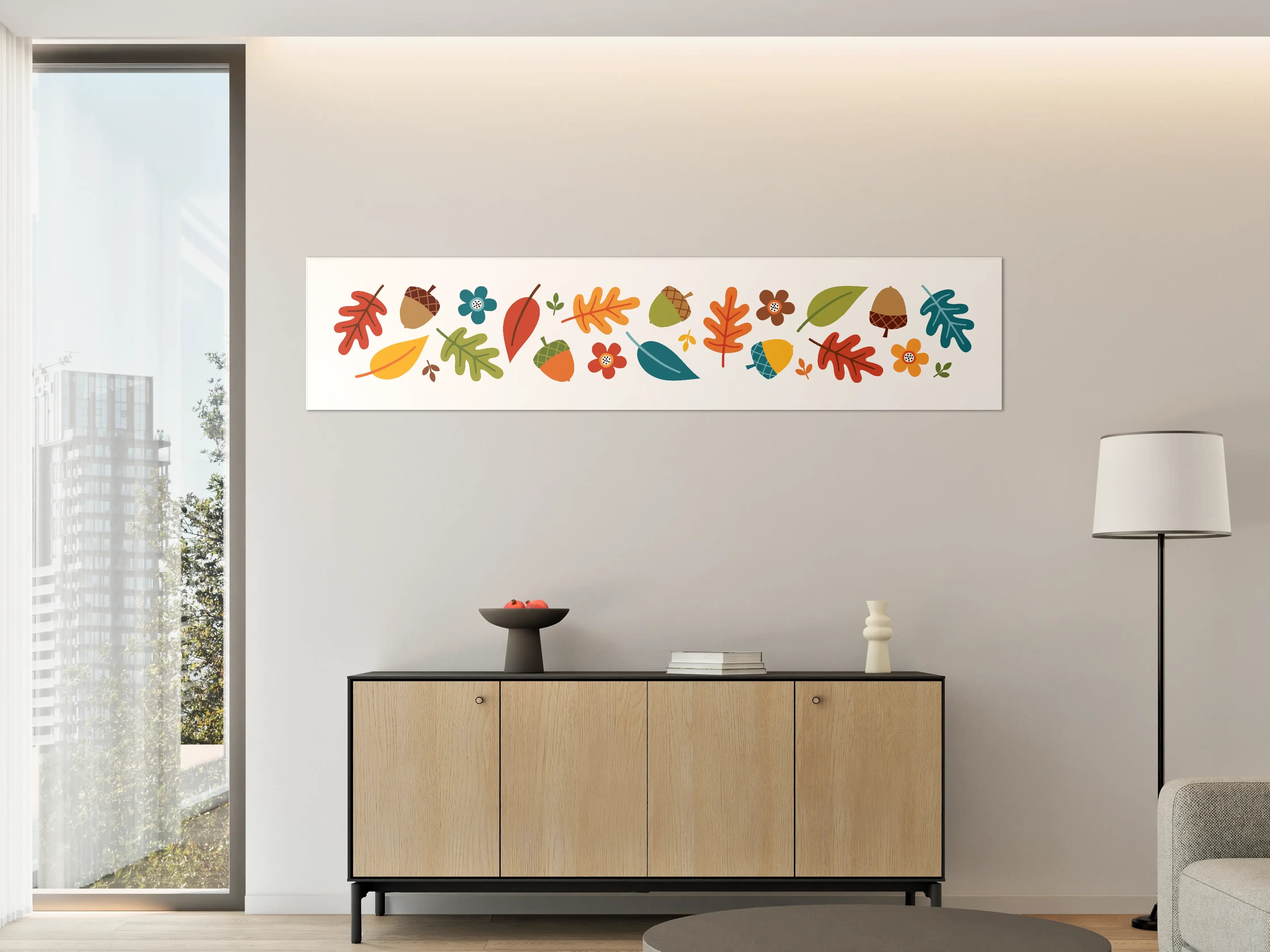 Große Wandbilder - Herbstliche Blätterwiese mit bunten Blättern
