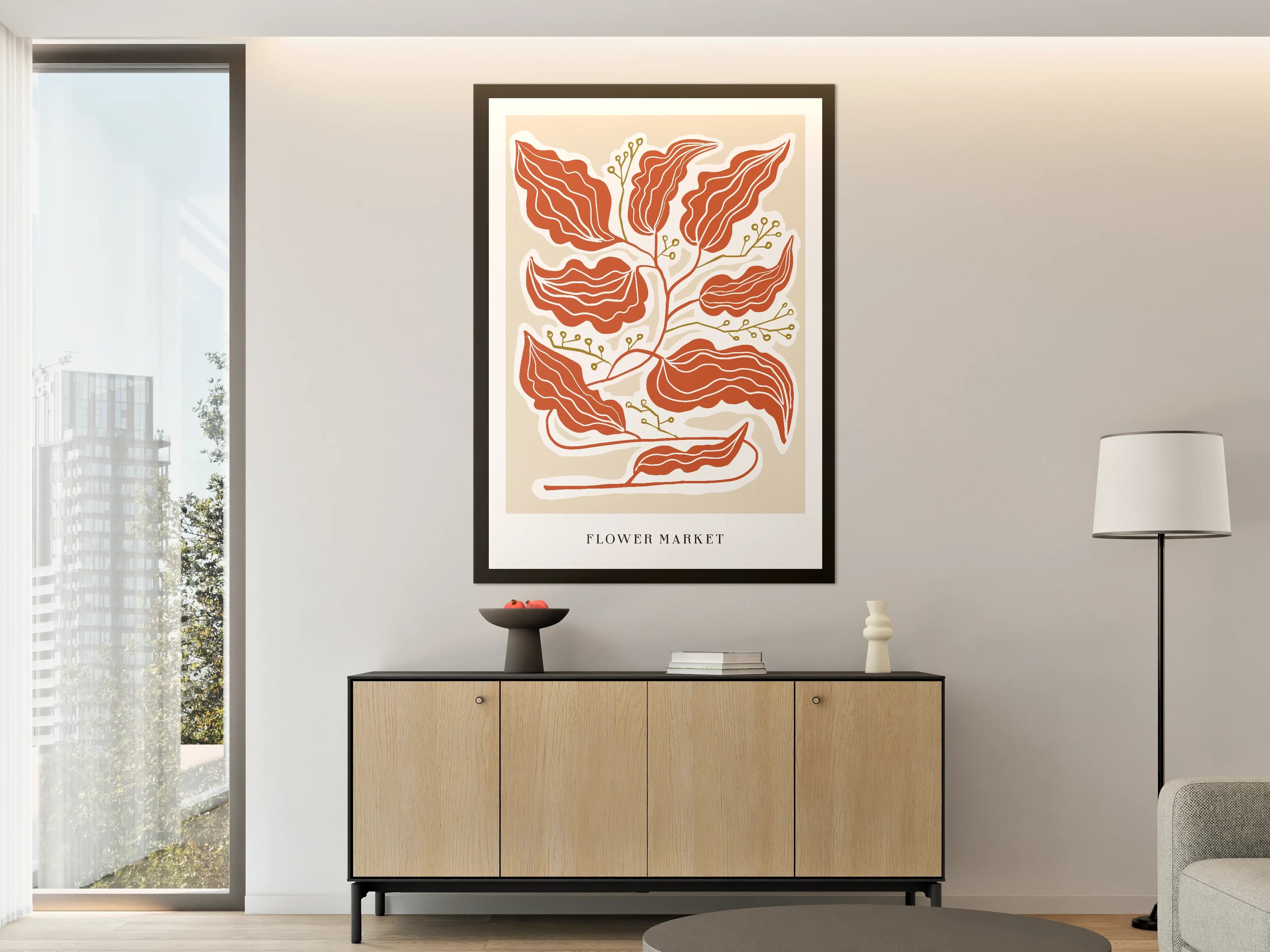 Große Wandbilder - Herbstliche Blumenillustration
