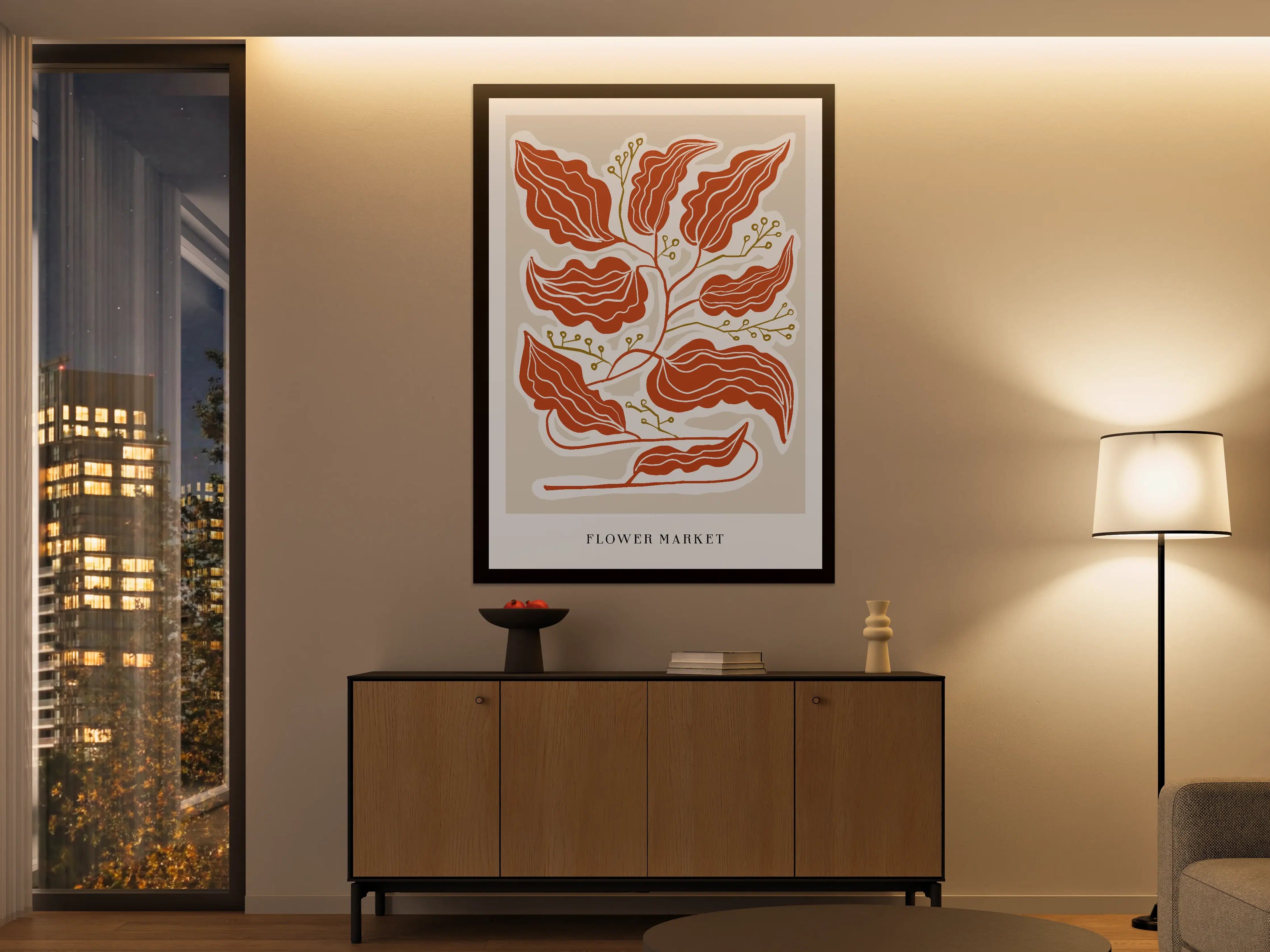 Große Wandbilder - Herbstliche Blumenillustration