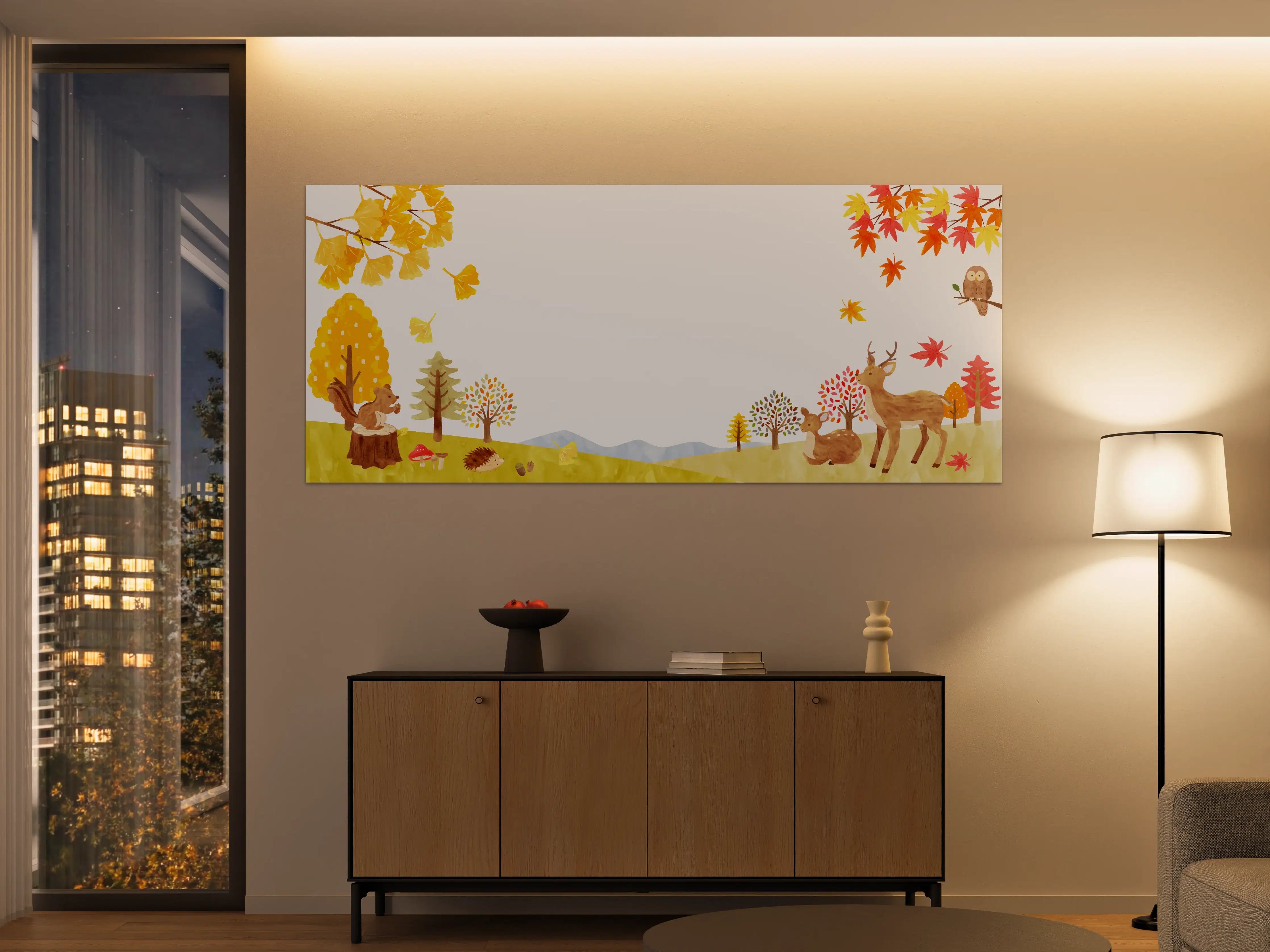 Große Wandbilder - Herbstliche Tierillustration