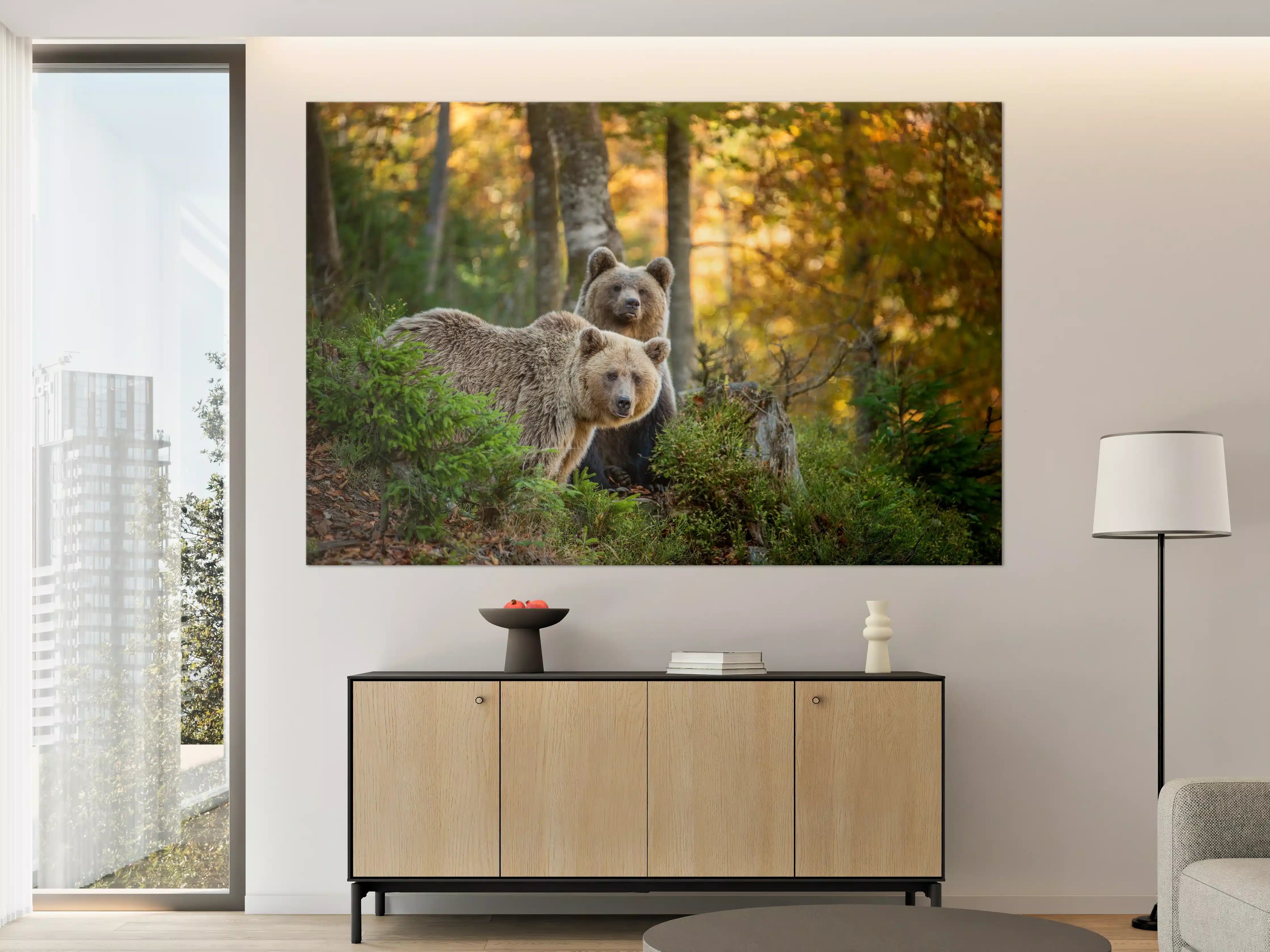 Große Wandbilder - Herbstlicher Braunbär im Wald
