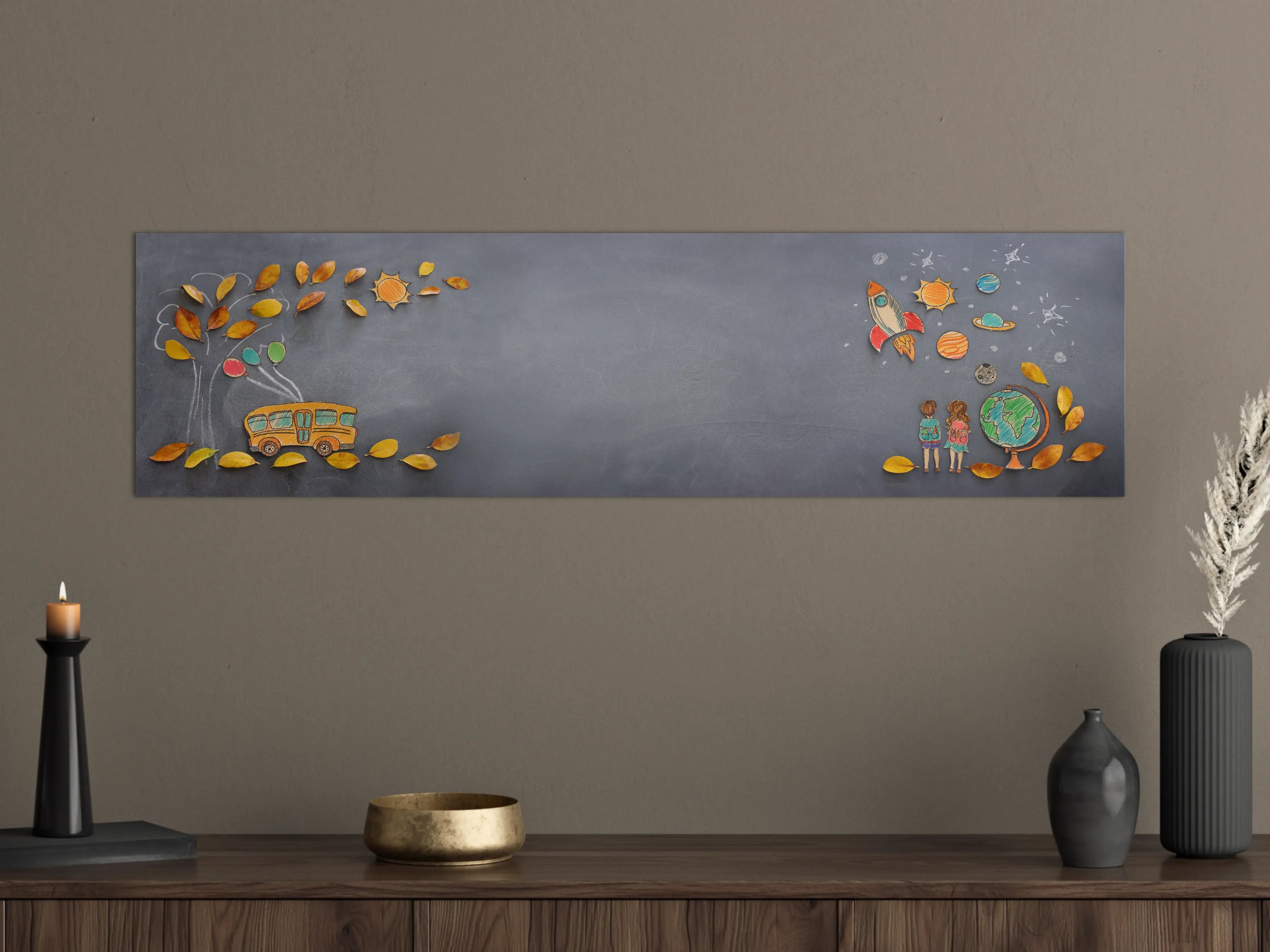Große Wandbilder - Herbstlicher Schulbus-Design