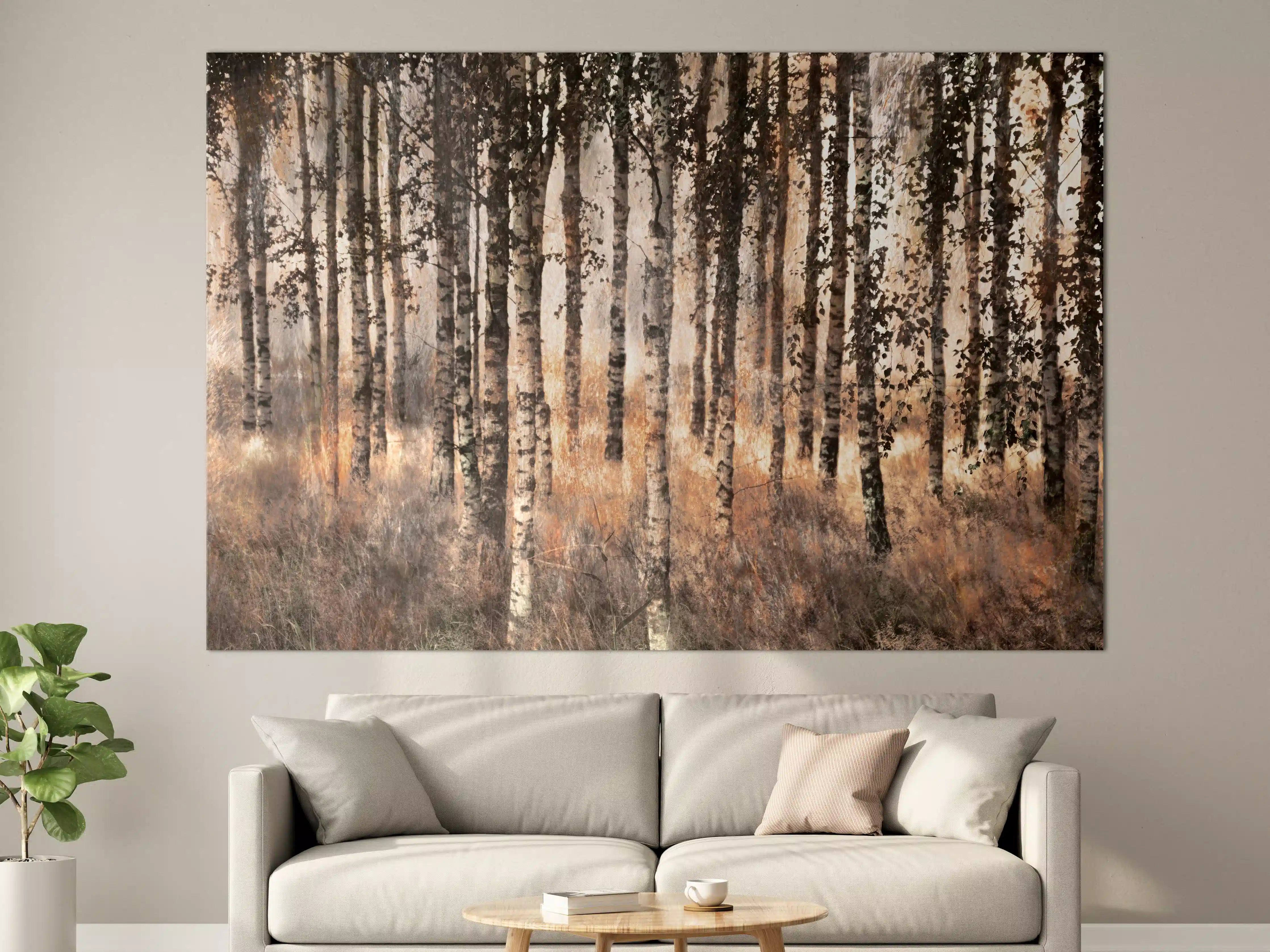 Große Wandbilder - Herbstliches Birkenwald-Landschaft