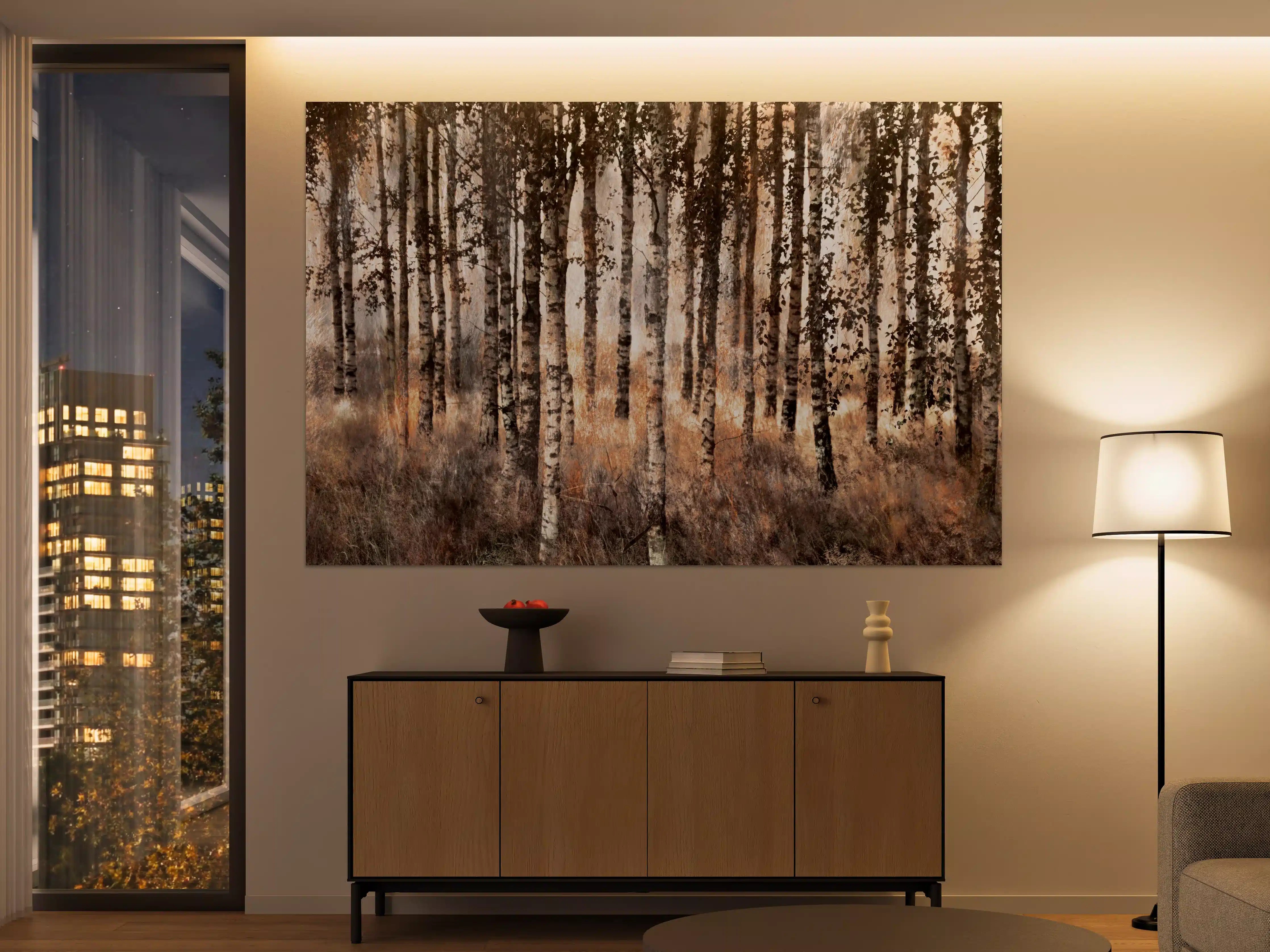 Große Wandbilder - Herbstliches Birkenwald-Landschaft