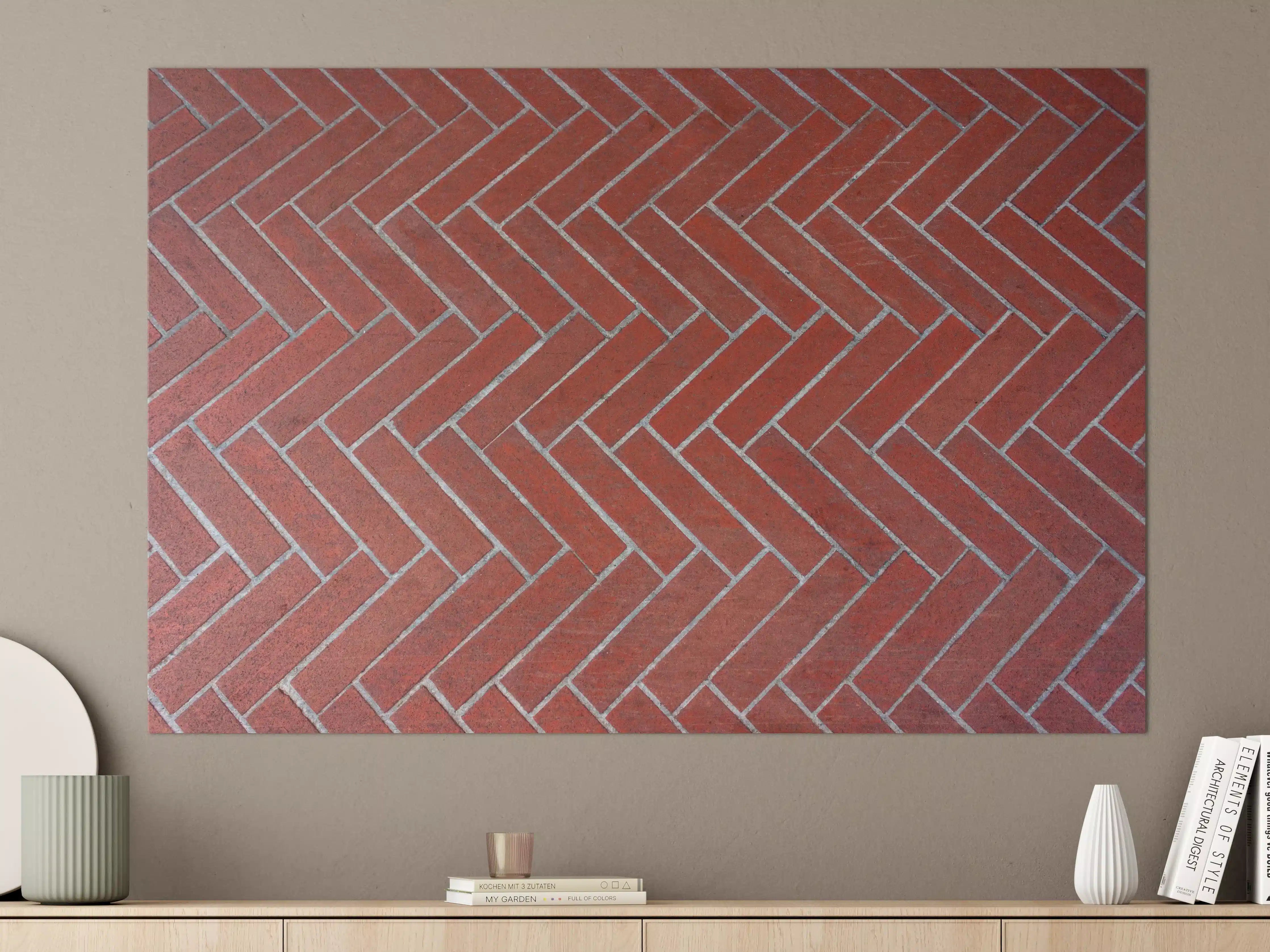 Große Wandbilder - Herringbone Red Brick Pavers