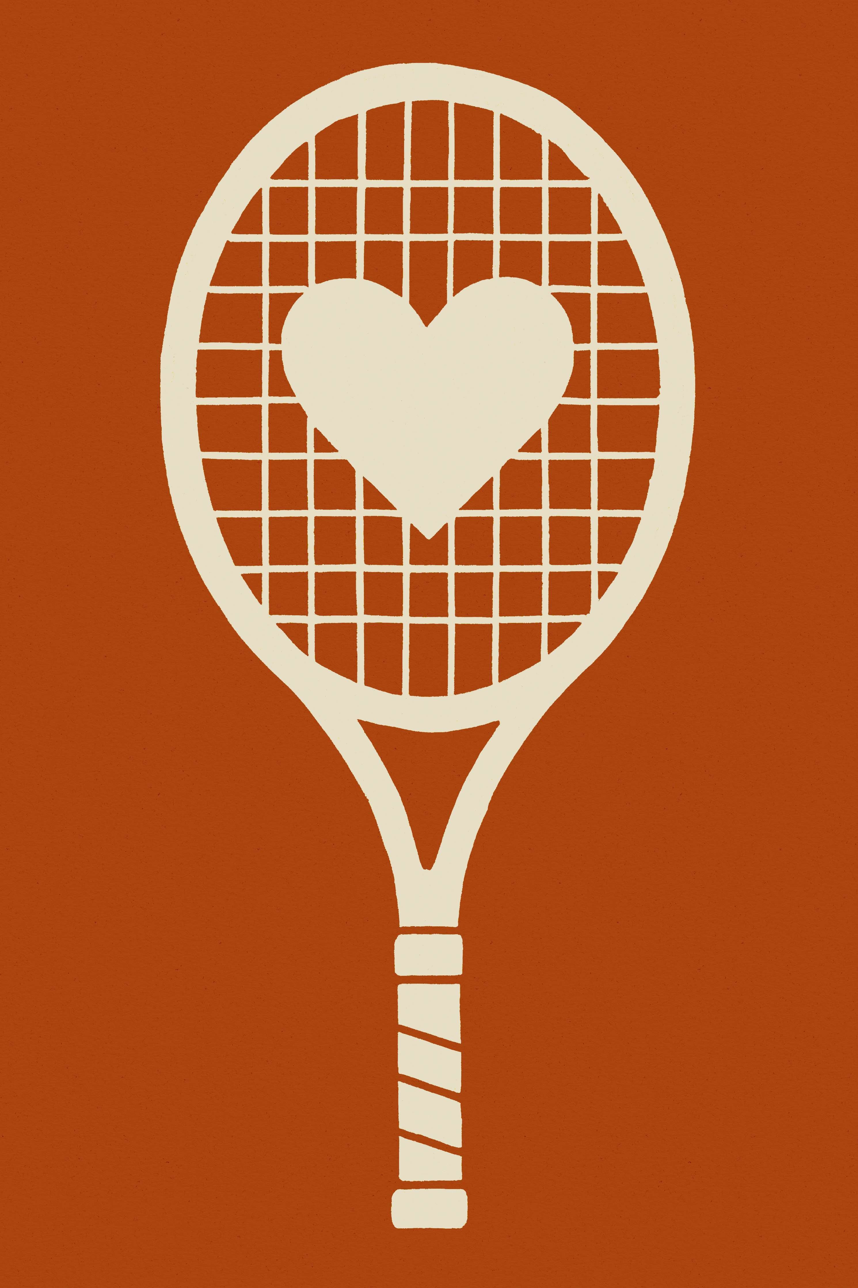 Große Wandbilder-Herz auf Tennisschläger