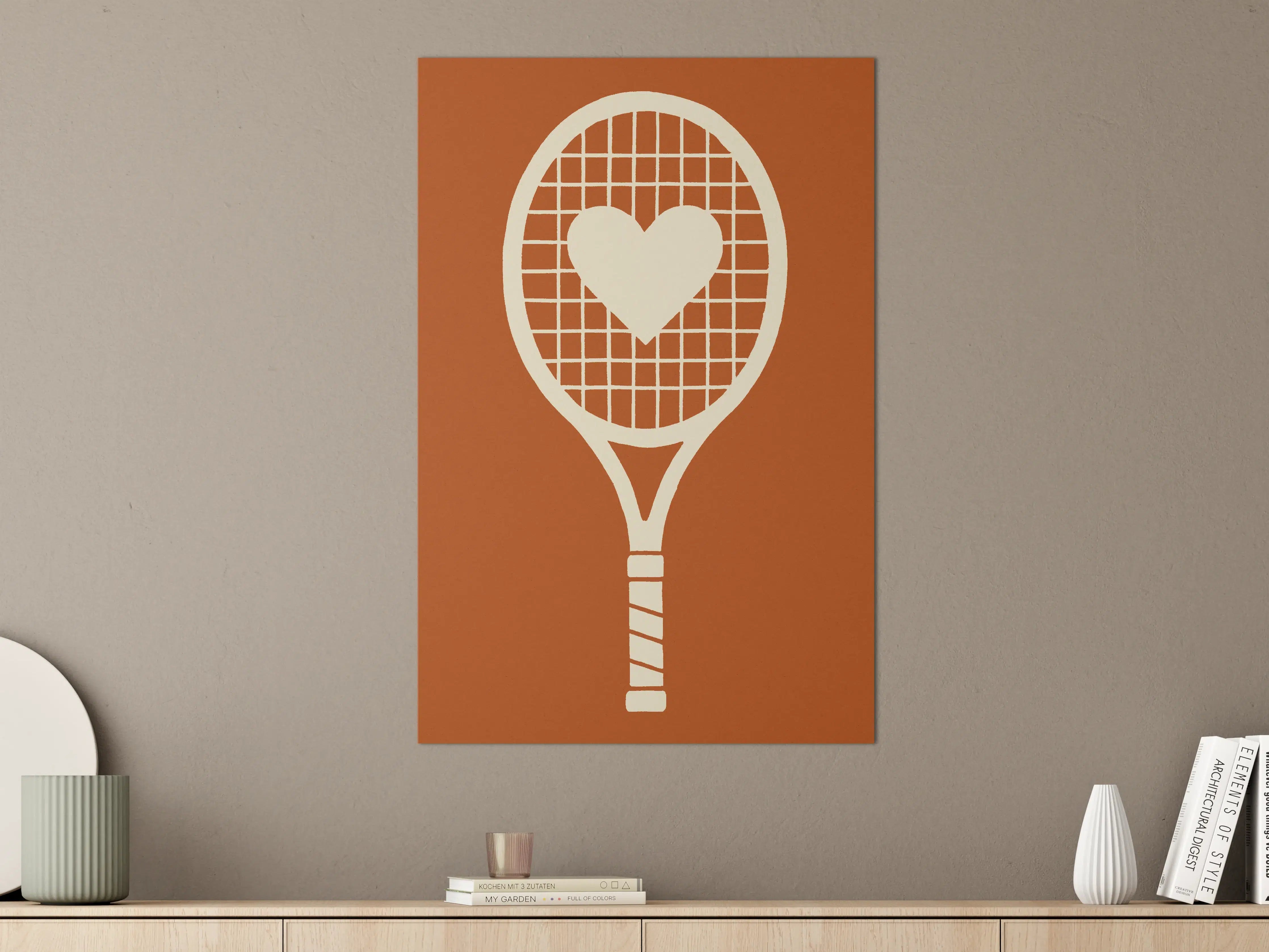 Große Wandbilder - Herz auf Tennisschläger