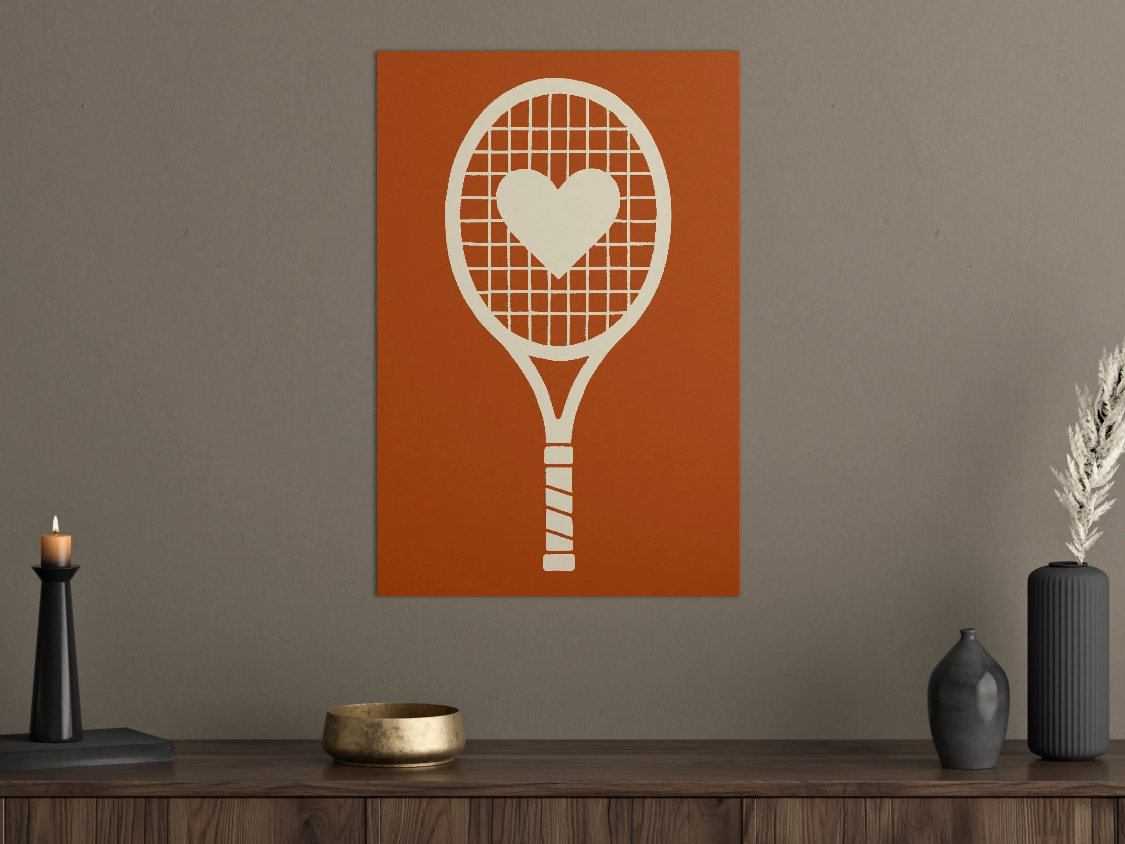 Große Wandbilder - Herz auf Tennisschläger
