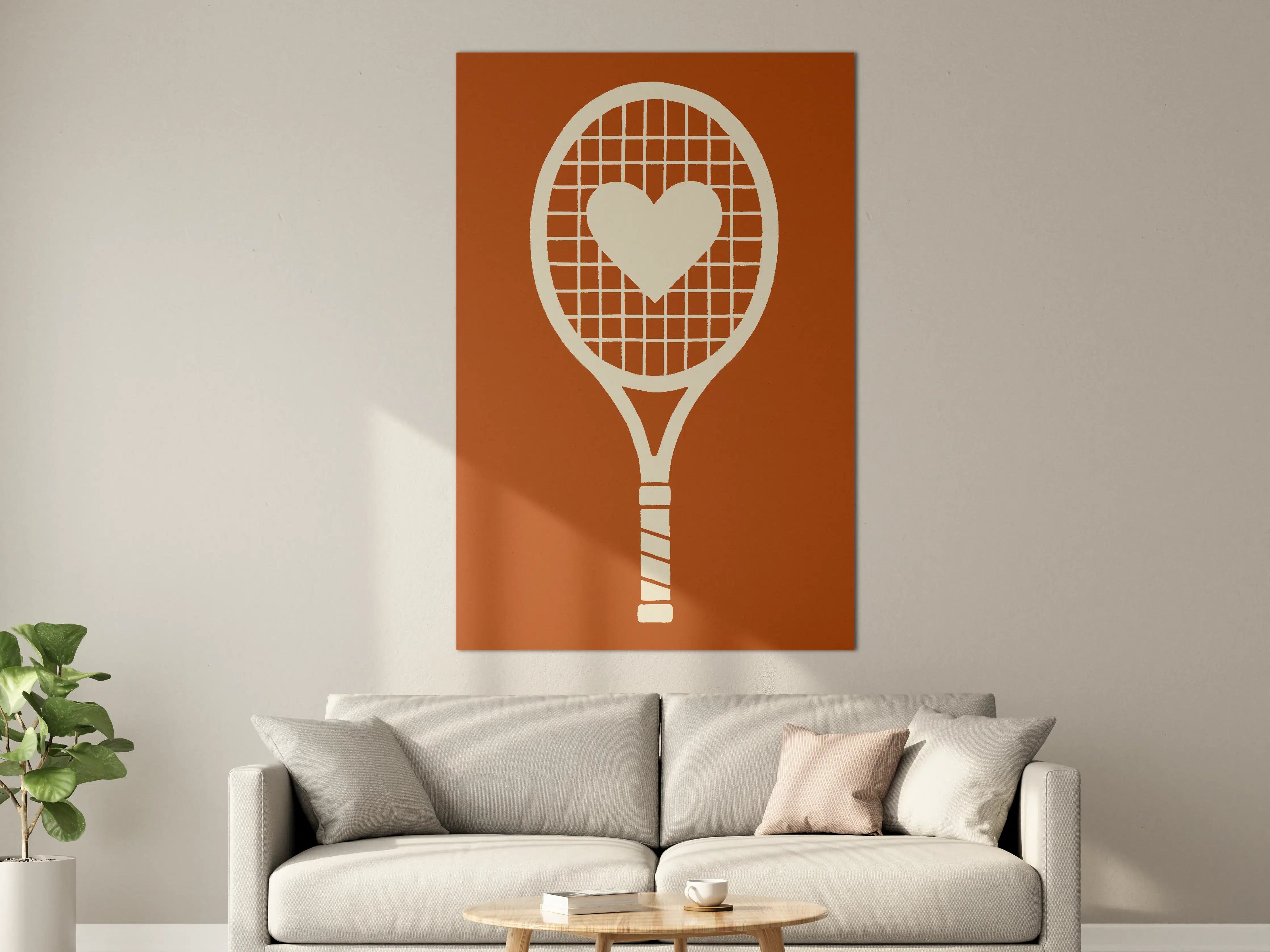 Große Wandbilder - Herz auf Tennisschläger