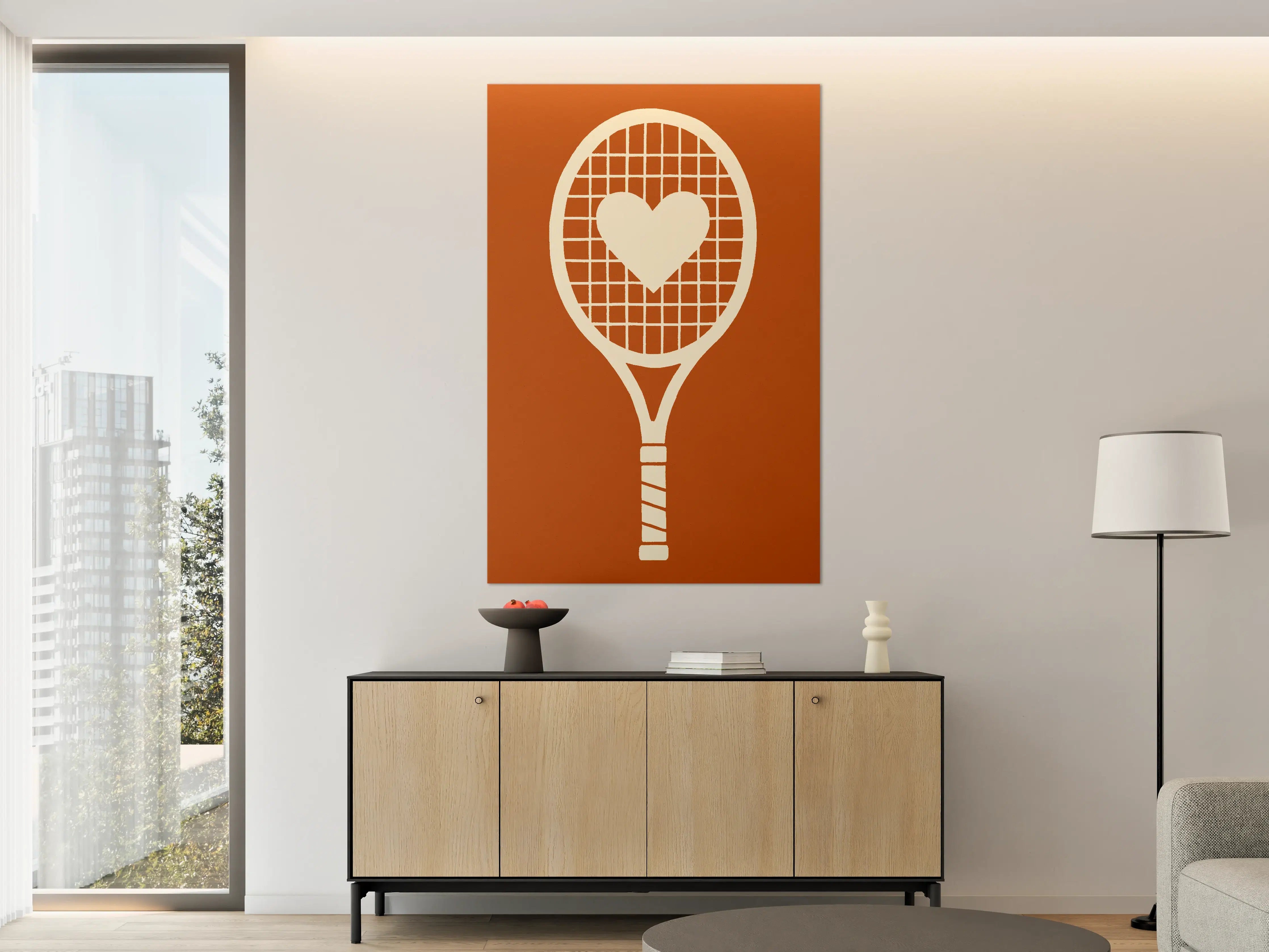 Große Wandbilder - Herz auf Tennisschläger