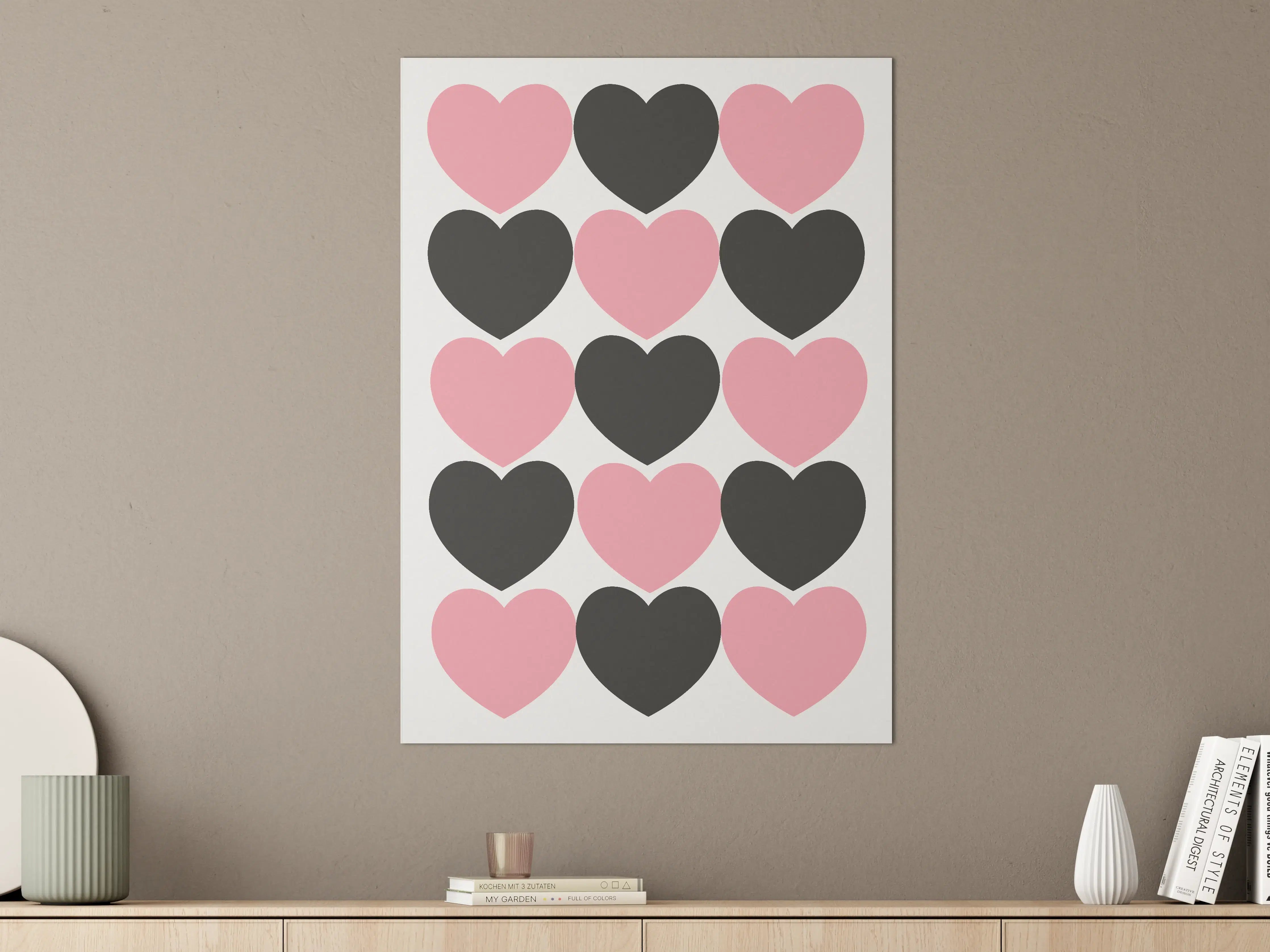 Große Wandbilder - Herzige Liebe in Pink und Schwarz