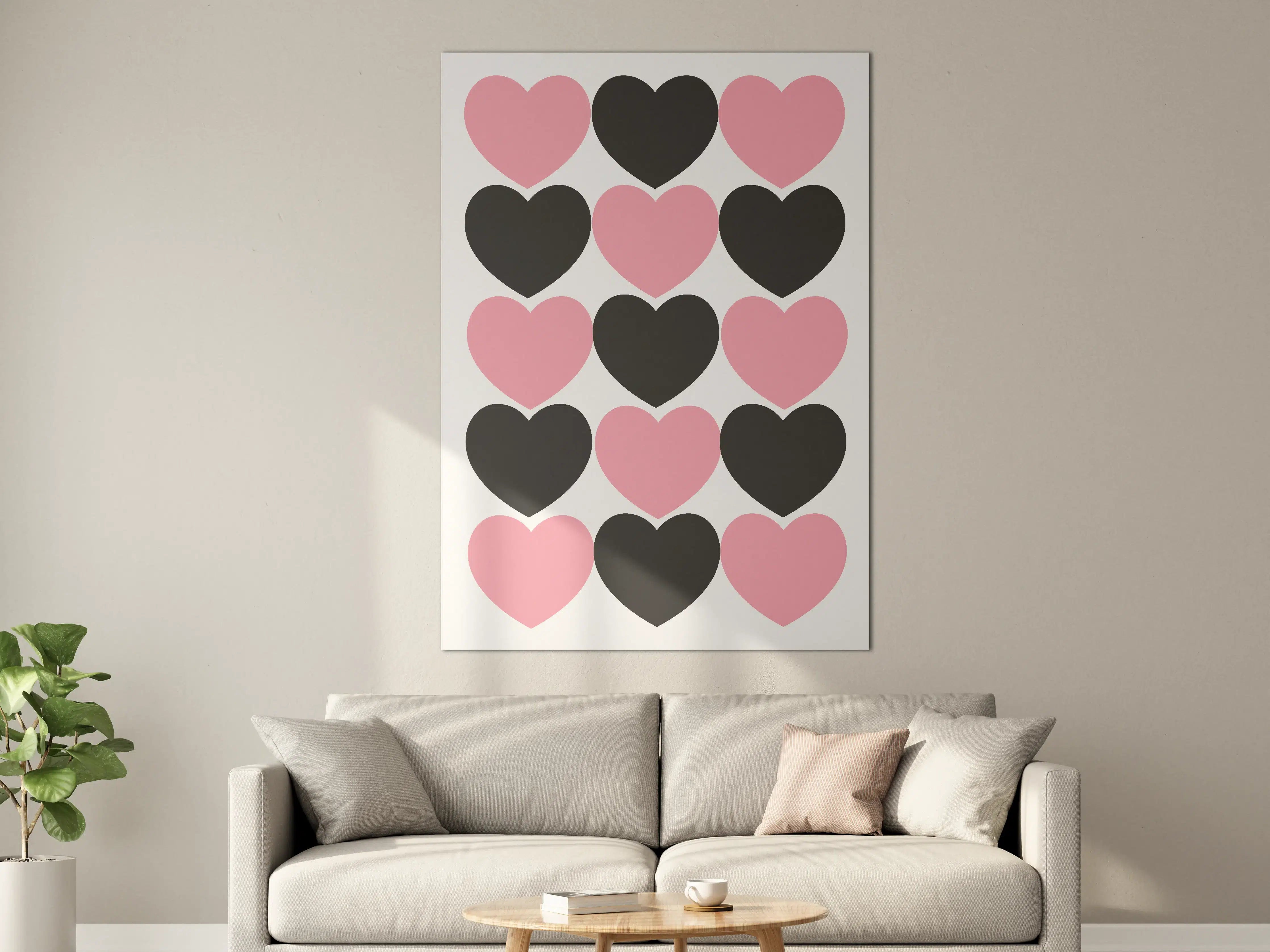 Große Wandbilder - Herzige Liebe in Pink und Schwarz