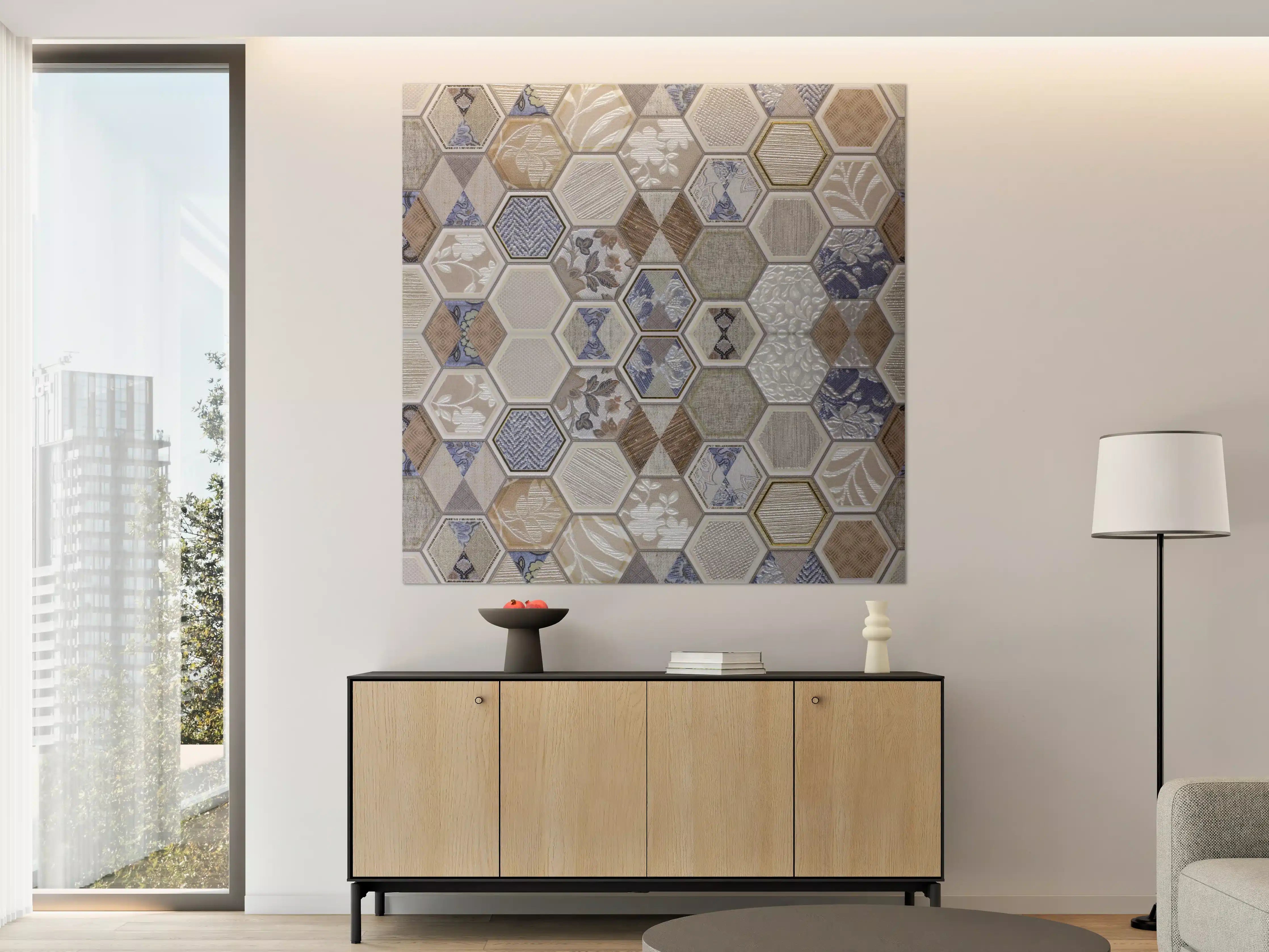 Große Wandbilder - Hexagon Fliesenmuster Bunt