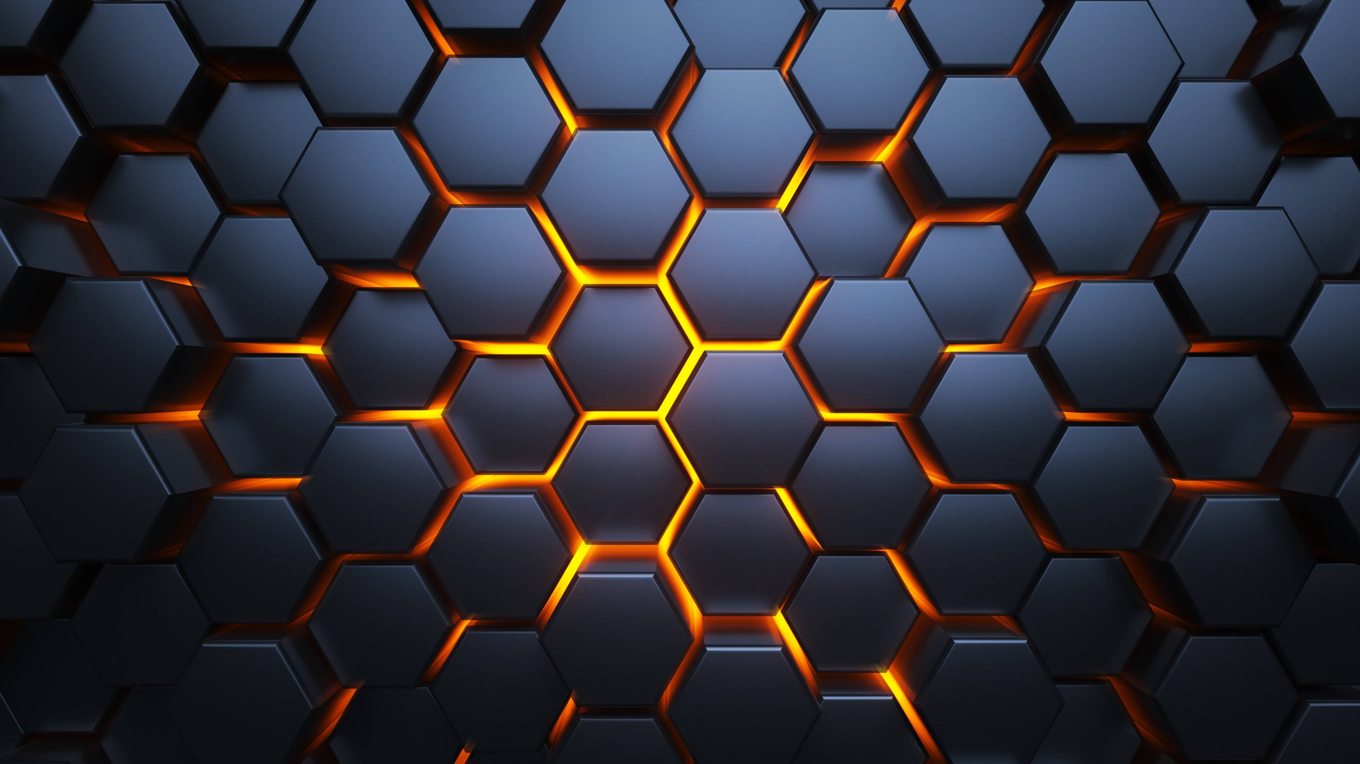 Große Wandbilder-Hexagon-Muster in Blau-Orange