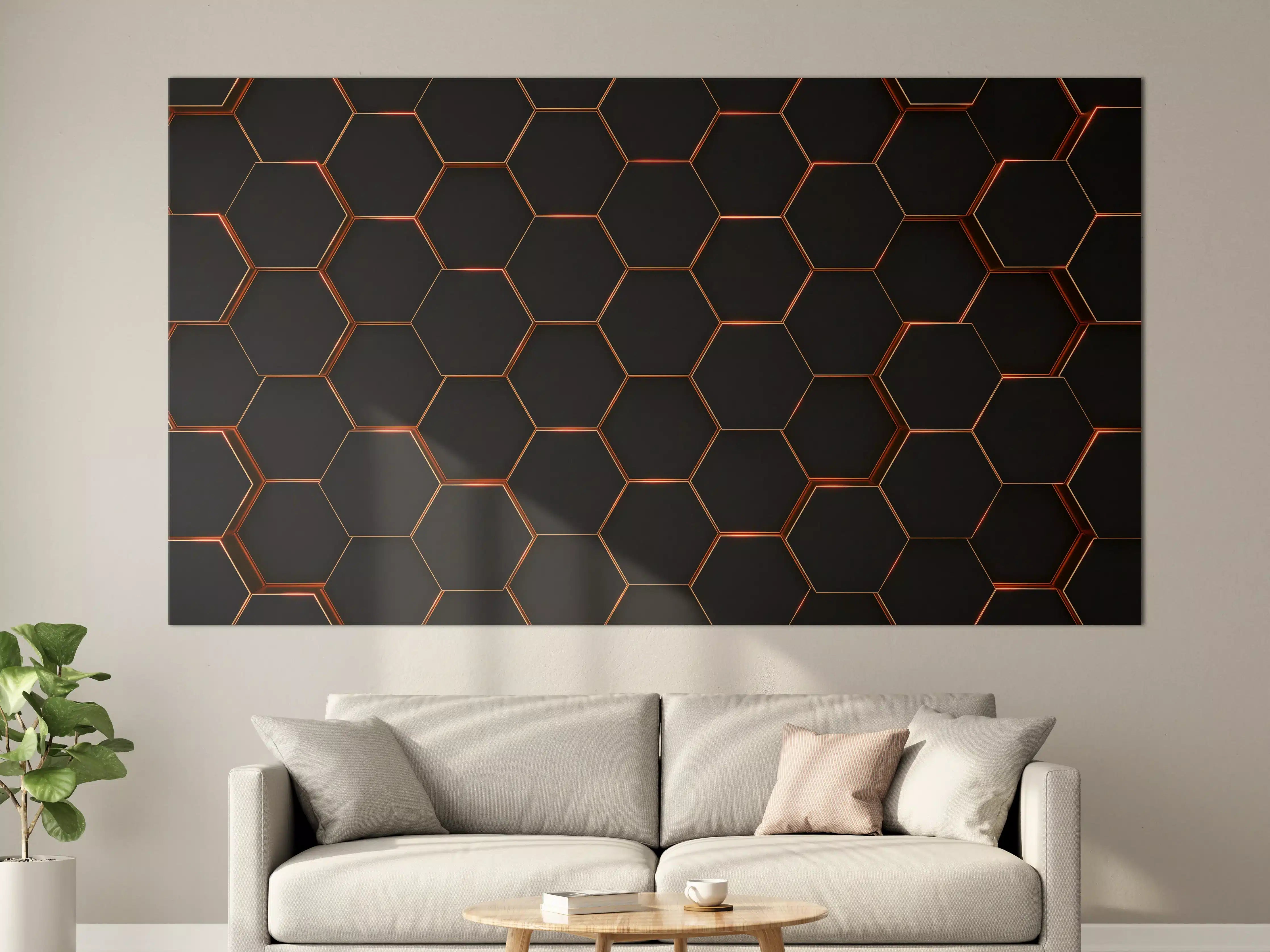 Große Wandbilder - Hexagon Schwarz-Gold Muster