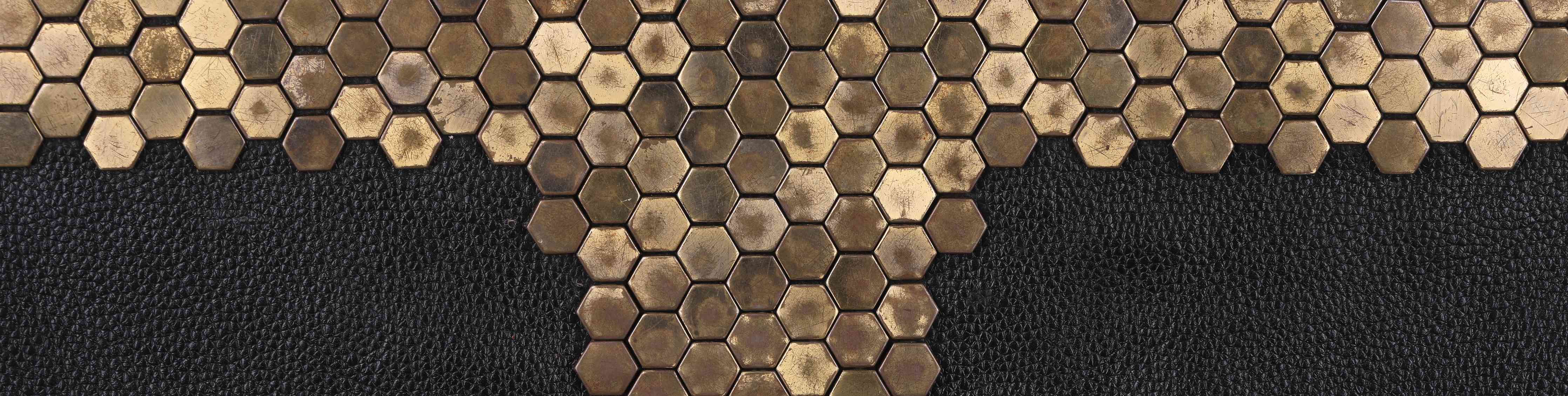 Große Wandbilder-Hexagonale Holzstruktur in Erdtönen