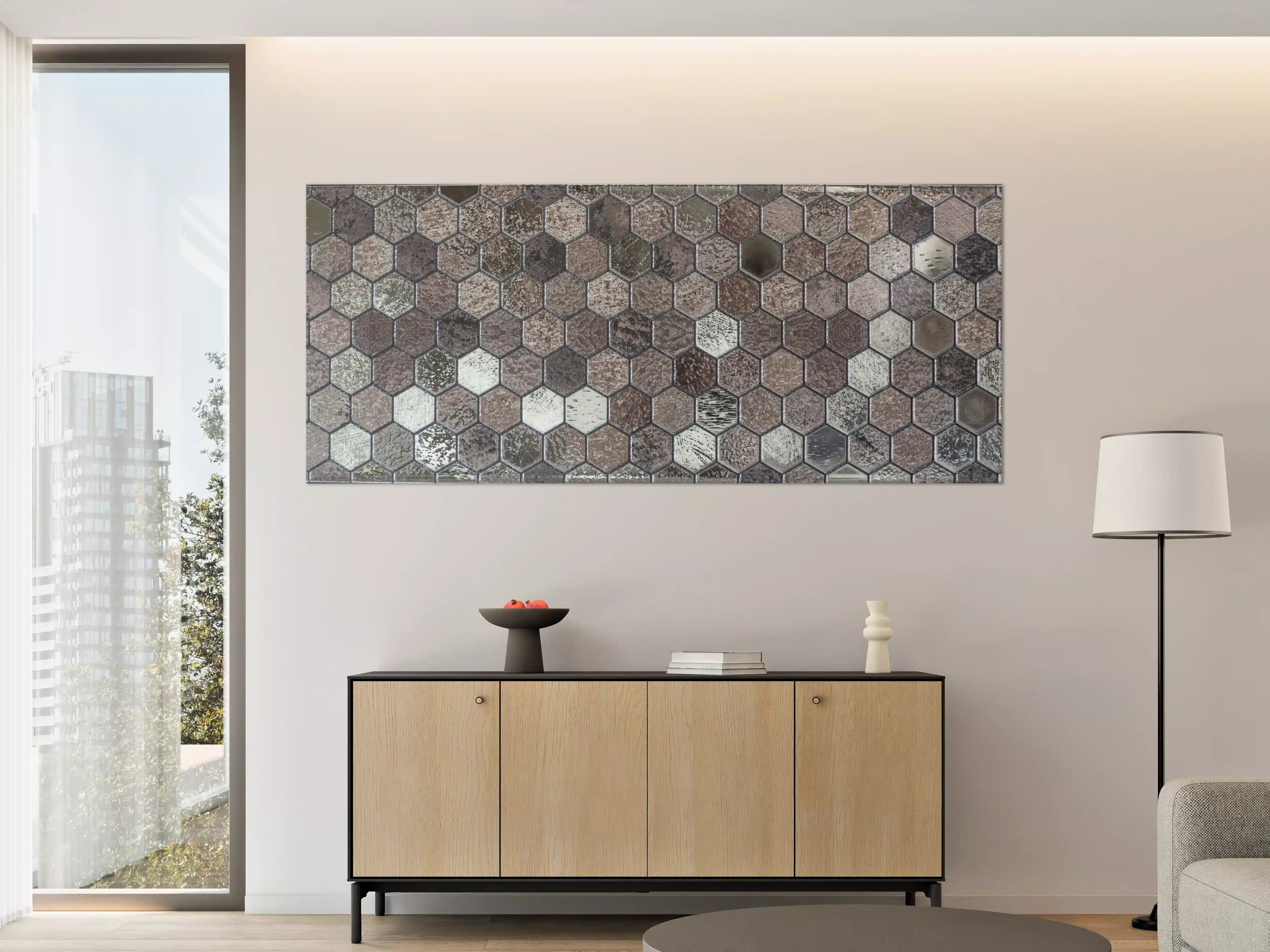 Große Wandbilder - Hexagonale Mosaikfliesen mit Steinoptik