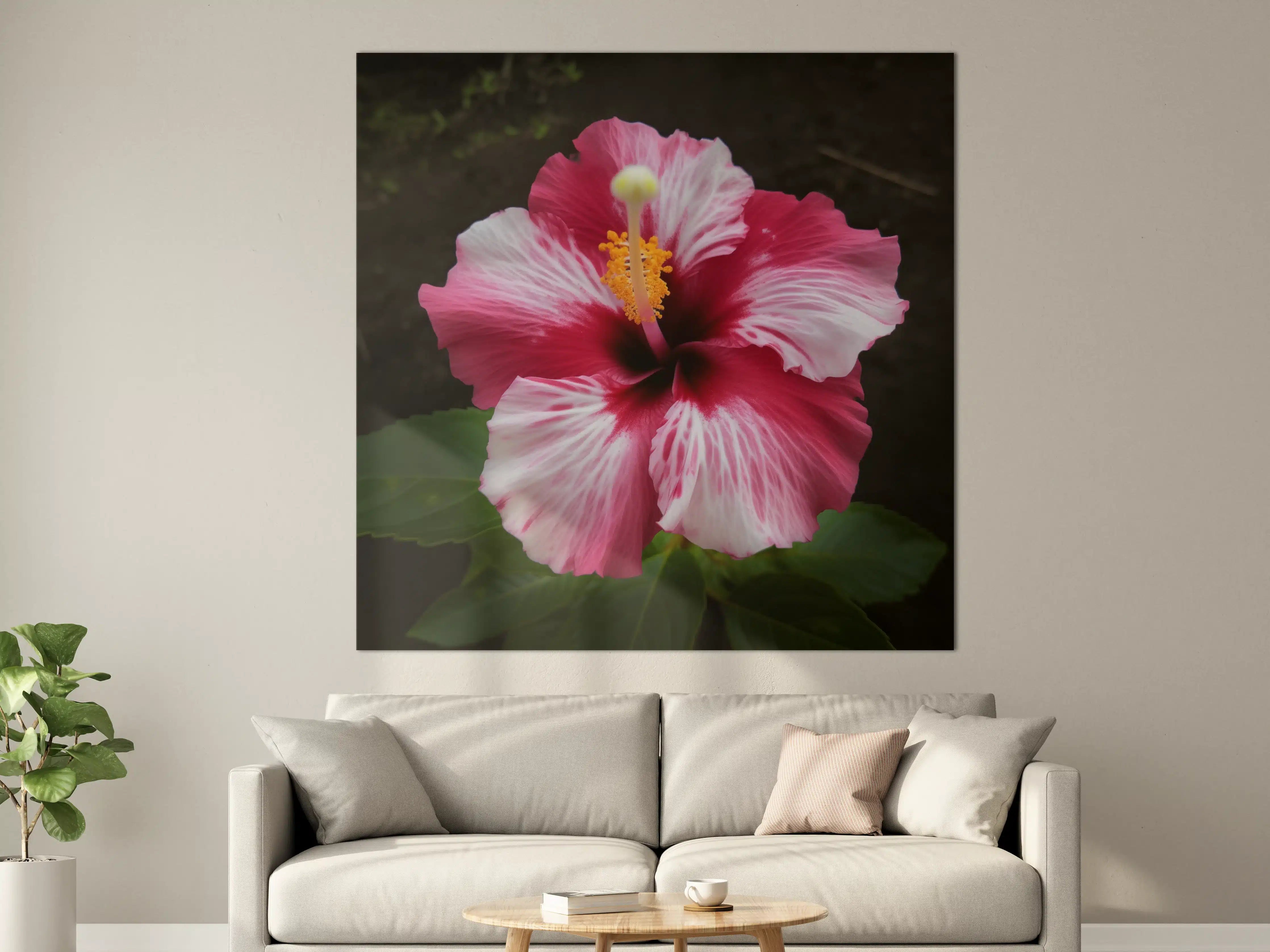 Große Wandbilder - Hibiskusblüte in Pink und Weiß