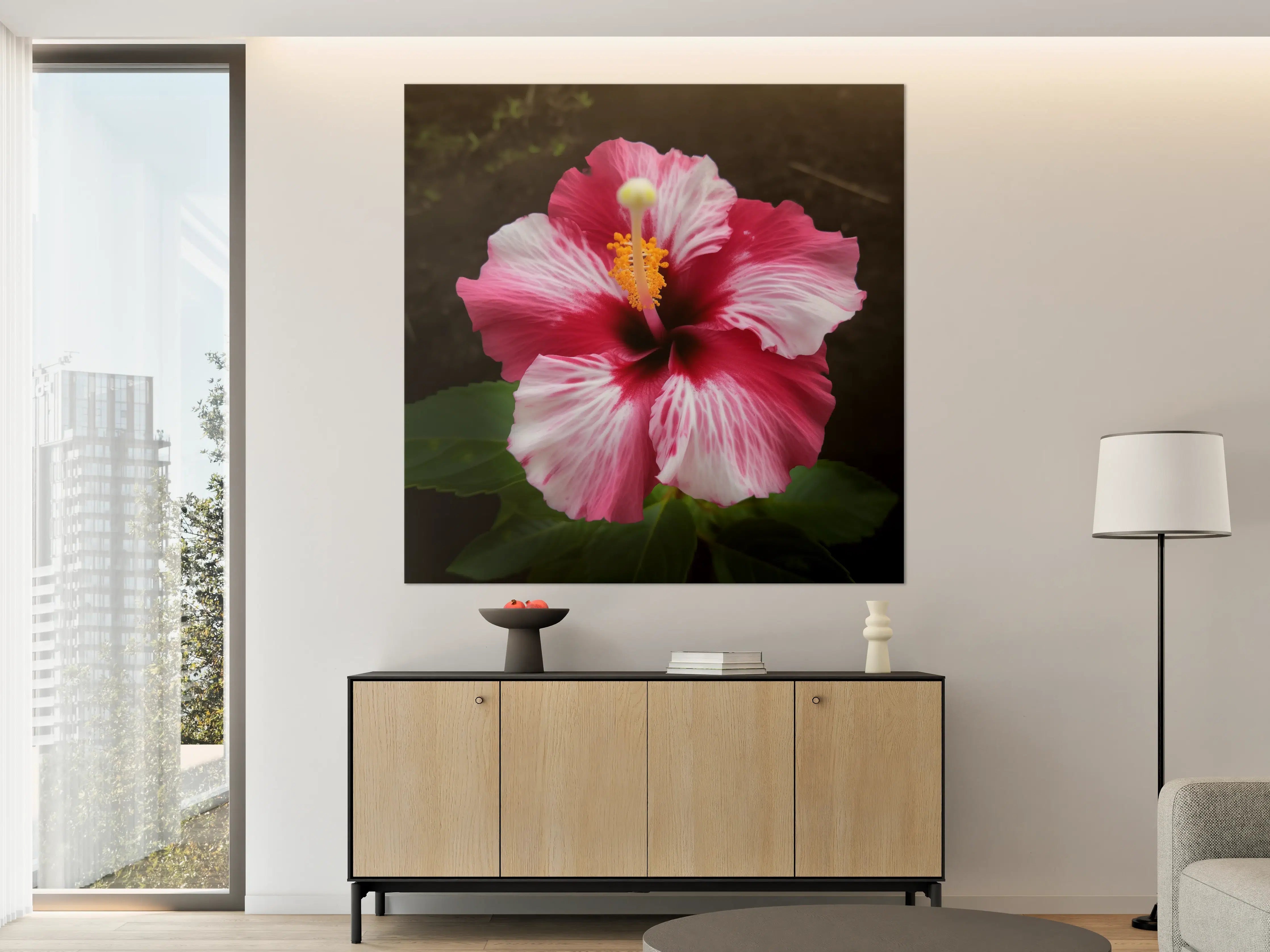 Große Wandbilder - Hibiskusblüte in Pink und Weiß