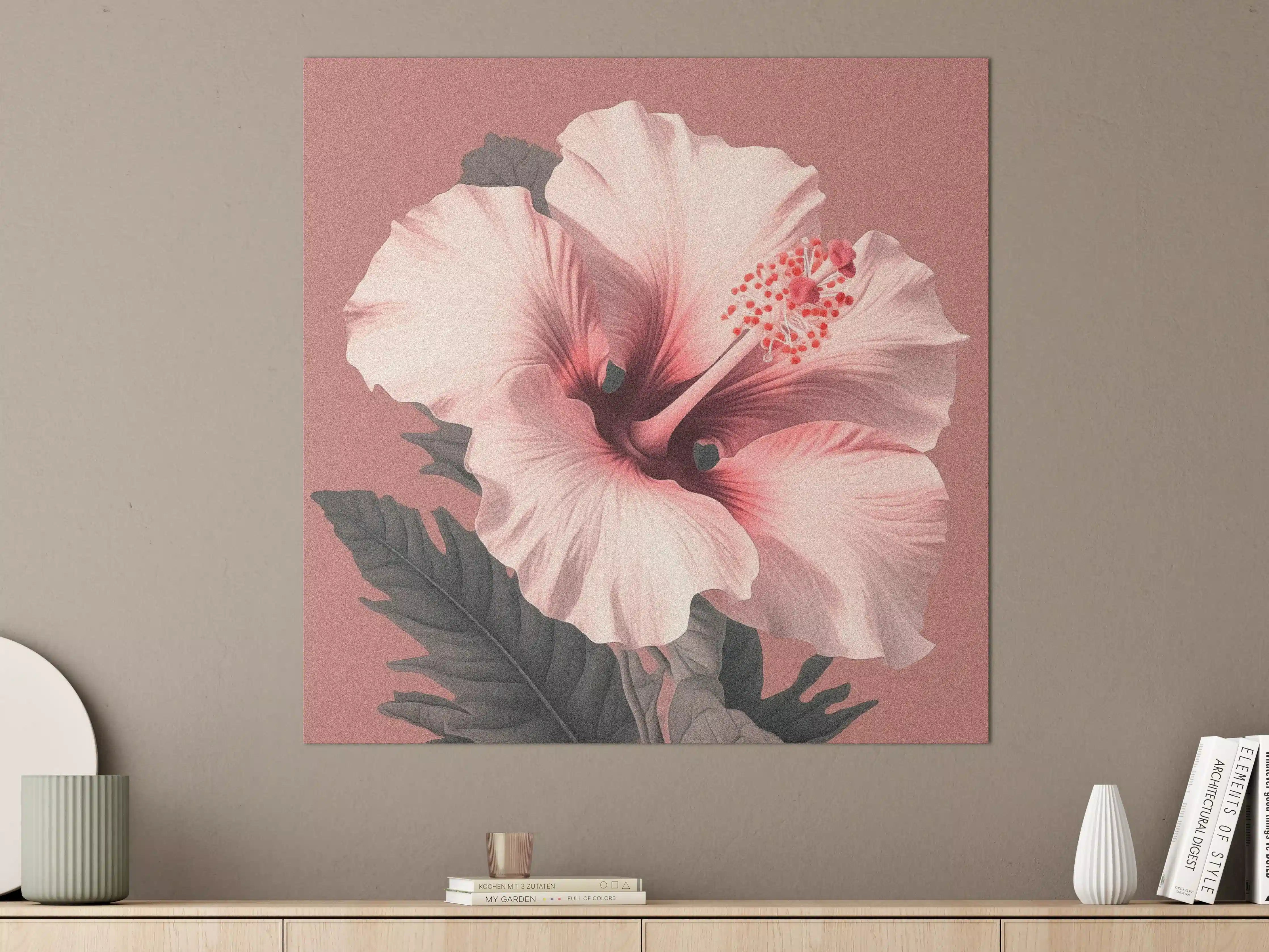 Große Wandbilder - Hibiskusblüte in zarten Rosa-Tönen