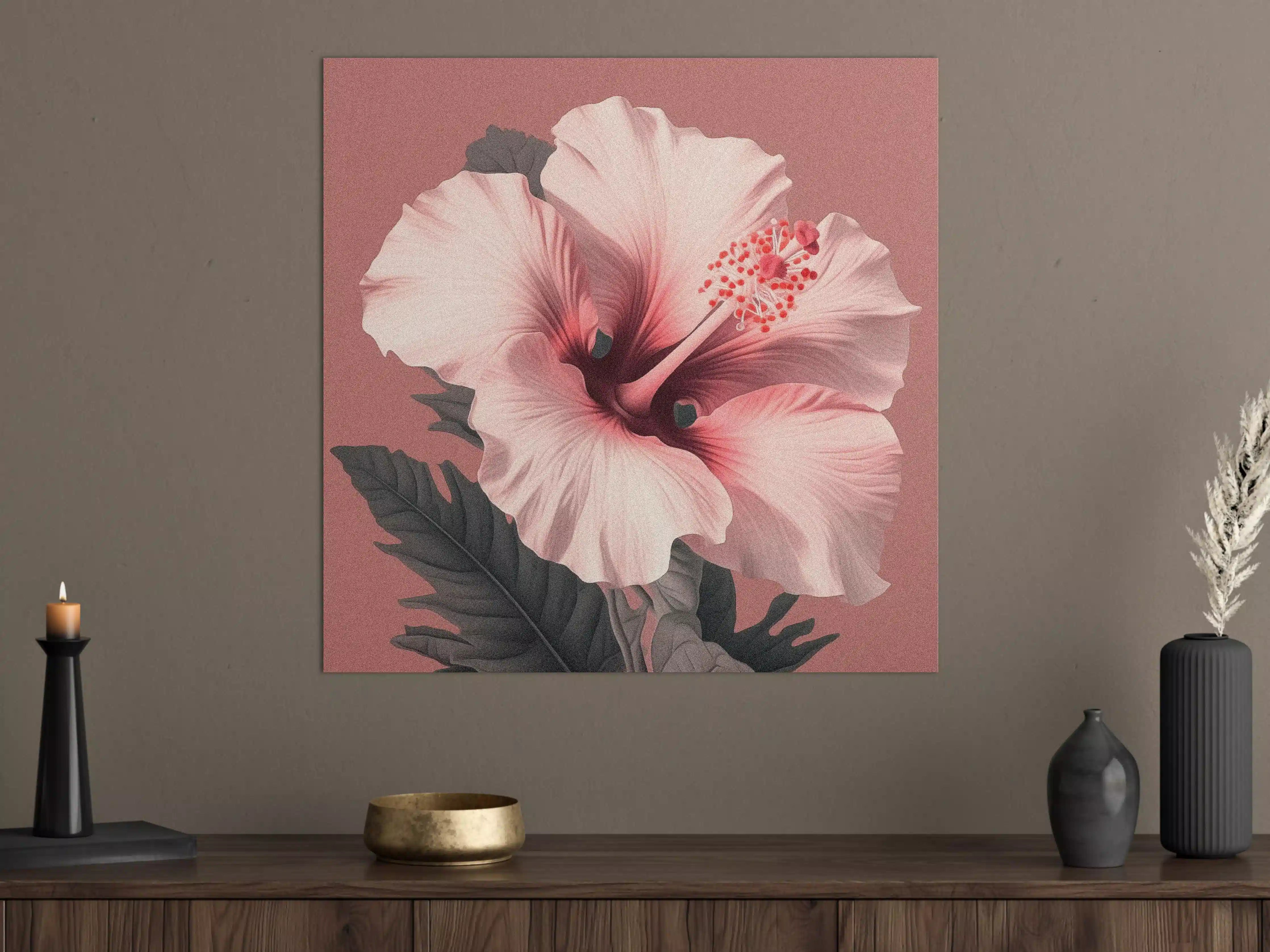 Große Wandbilder - Hibiskusblüte in zarten Rosa-Tönen