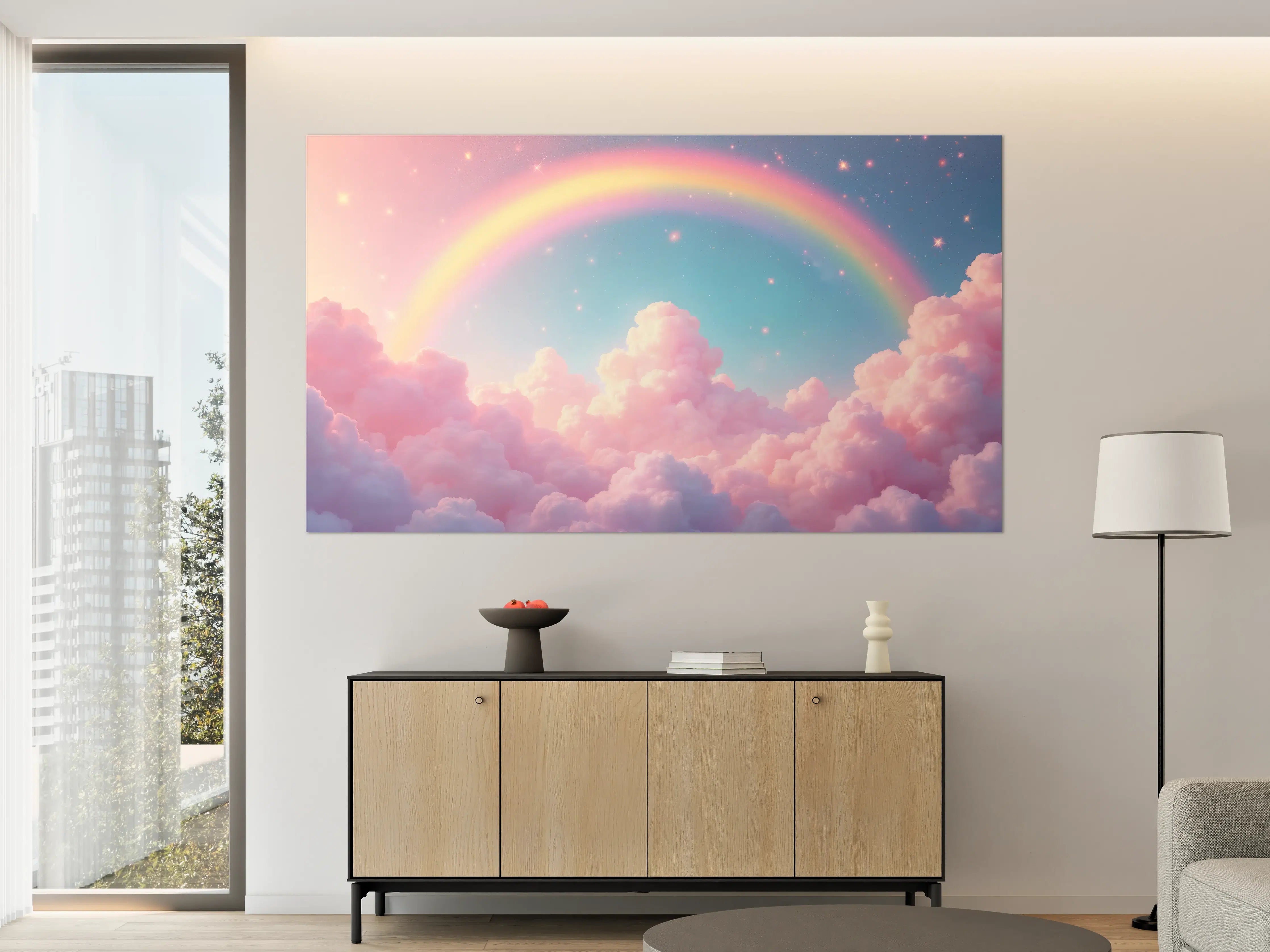 Große Wandbilder - Himmel mit Regenbogen in Pastellfarben