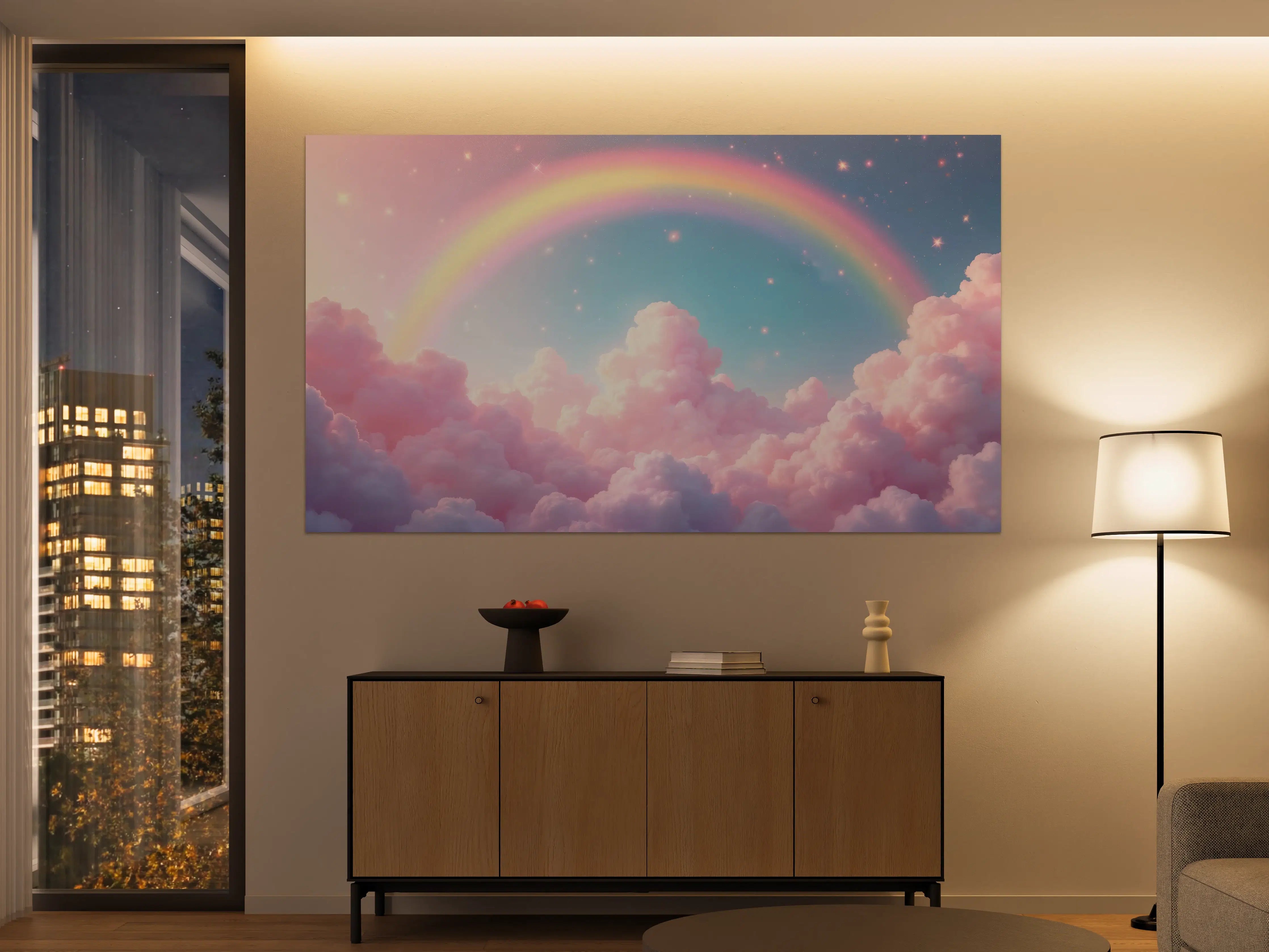 Große Wandbilder - Himmel mit Regenbogen in Pastellfarben