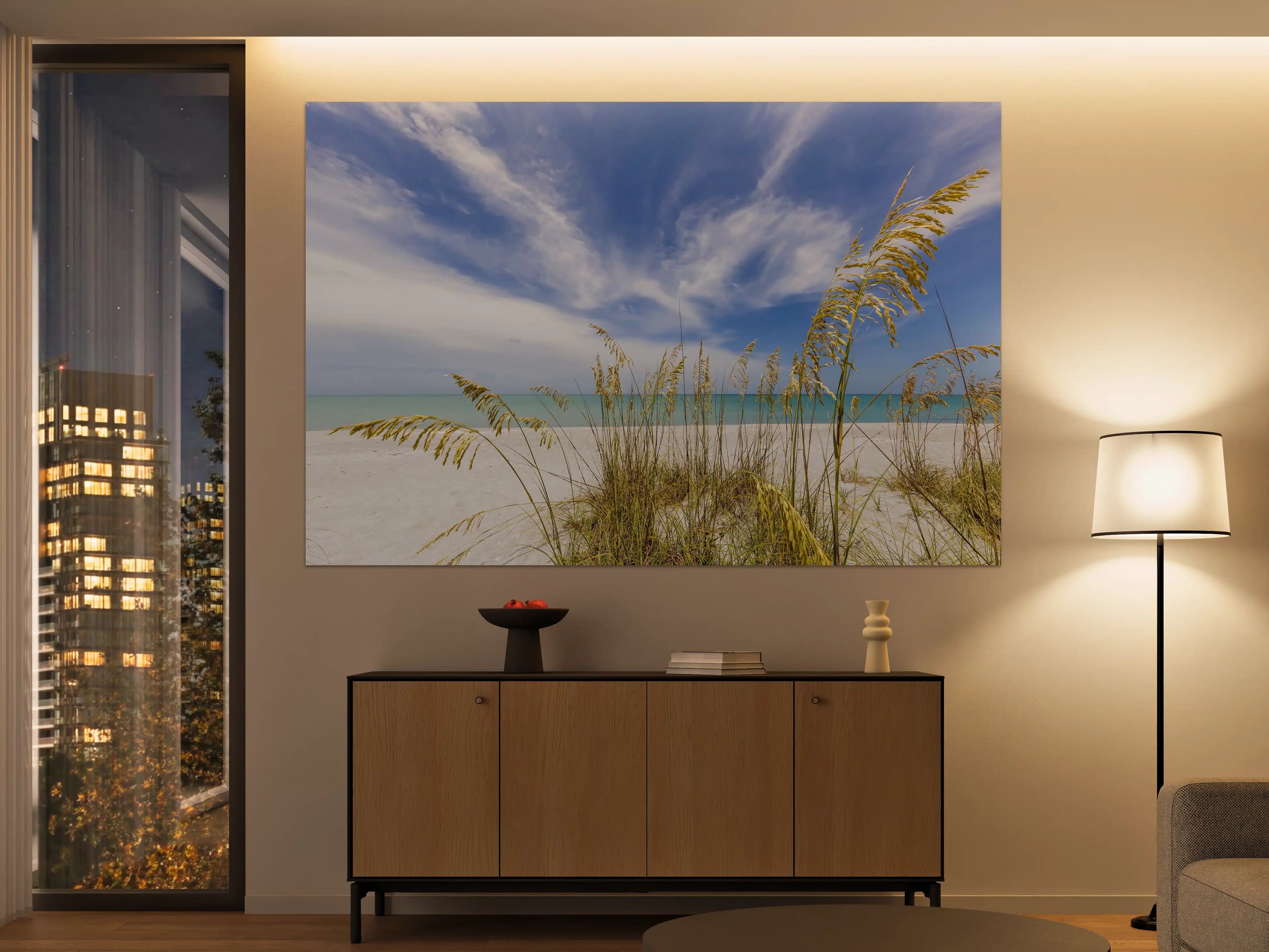 Große Wandbilder - Himmel über Strand mit Seegras