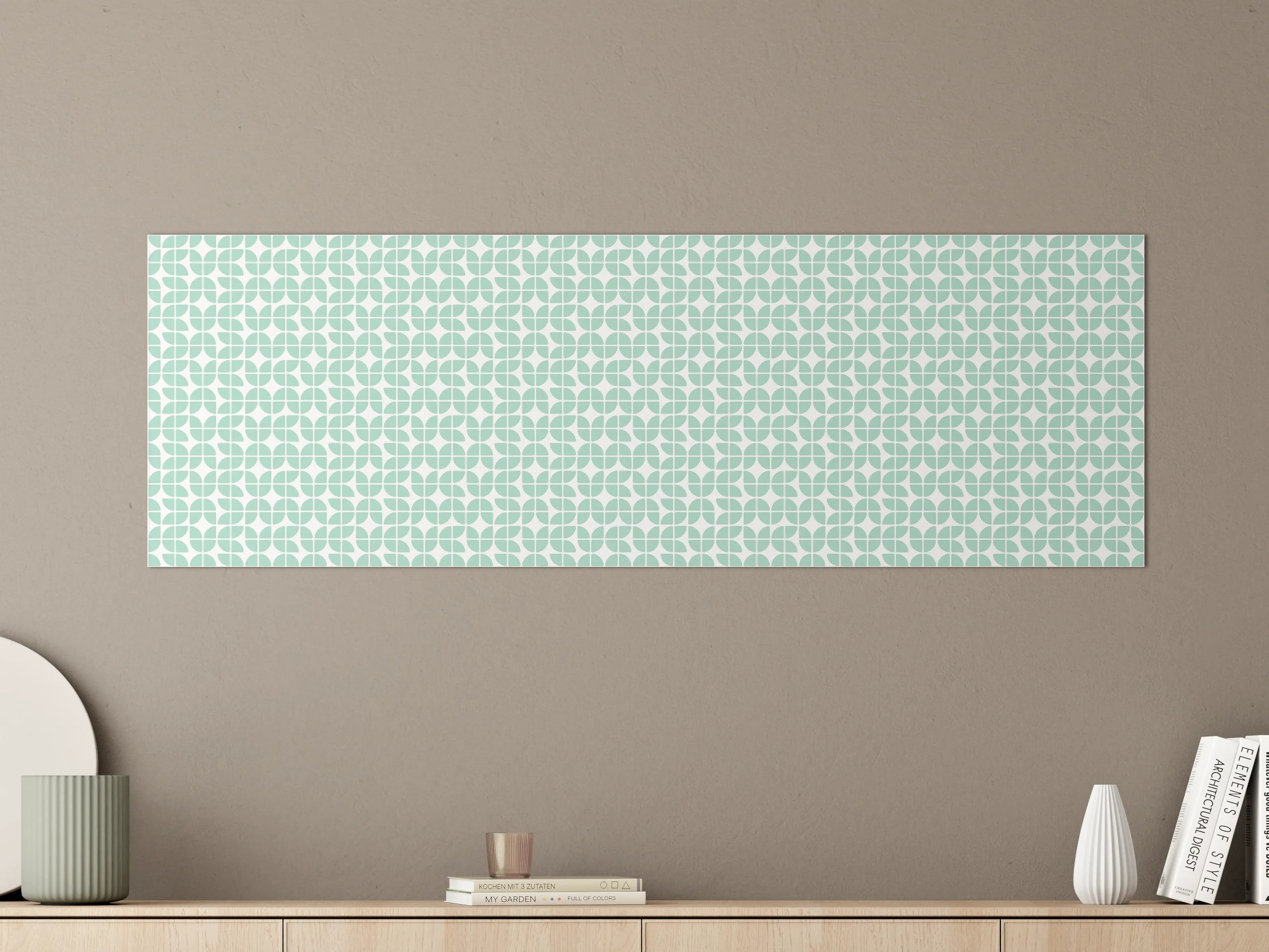 Große Wandbilder - Hintergrund mit zartem geometrischem Muster in Mint und Weiß